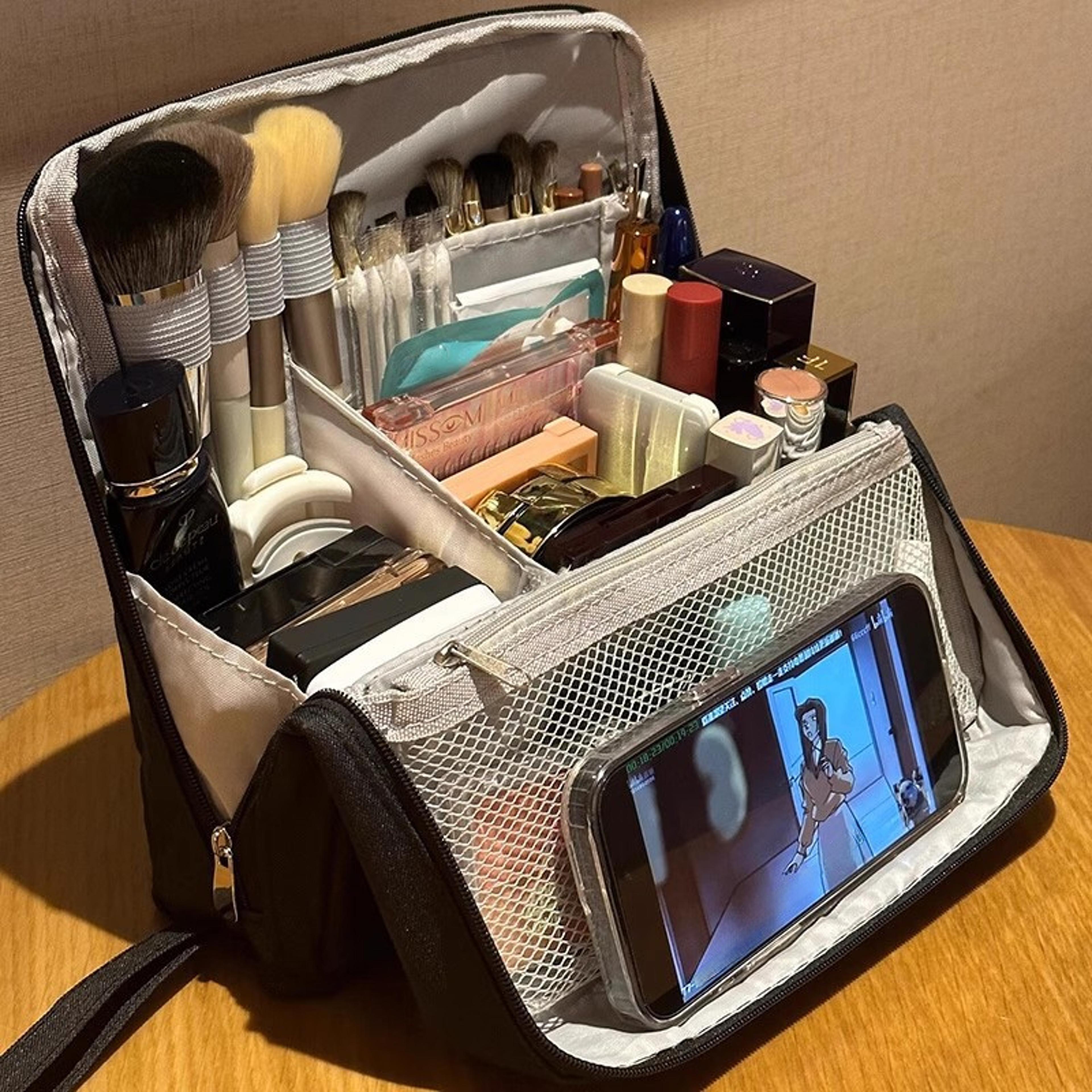 large capacity travel makeup bag waterproof vertical cosmetic organizer bag for women