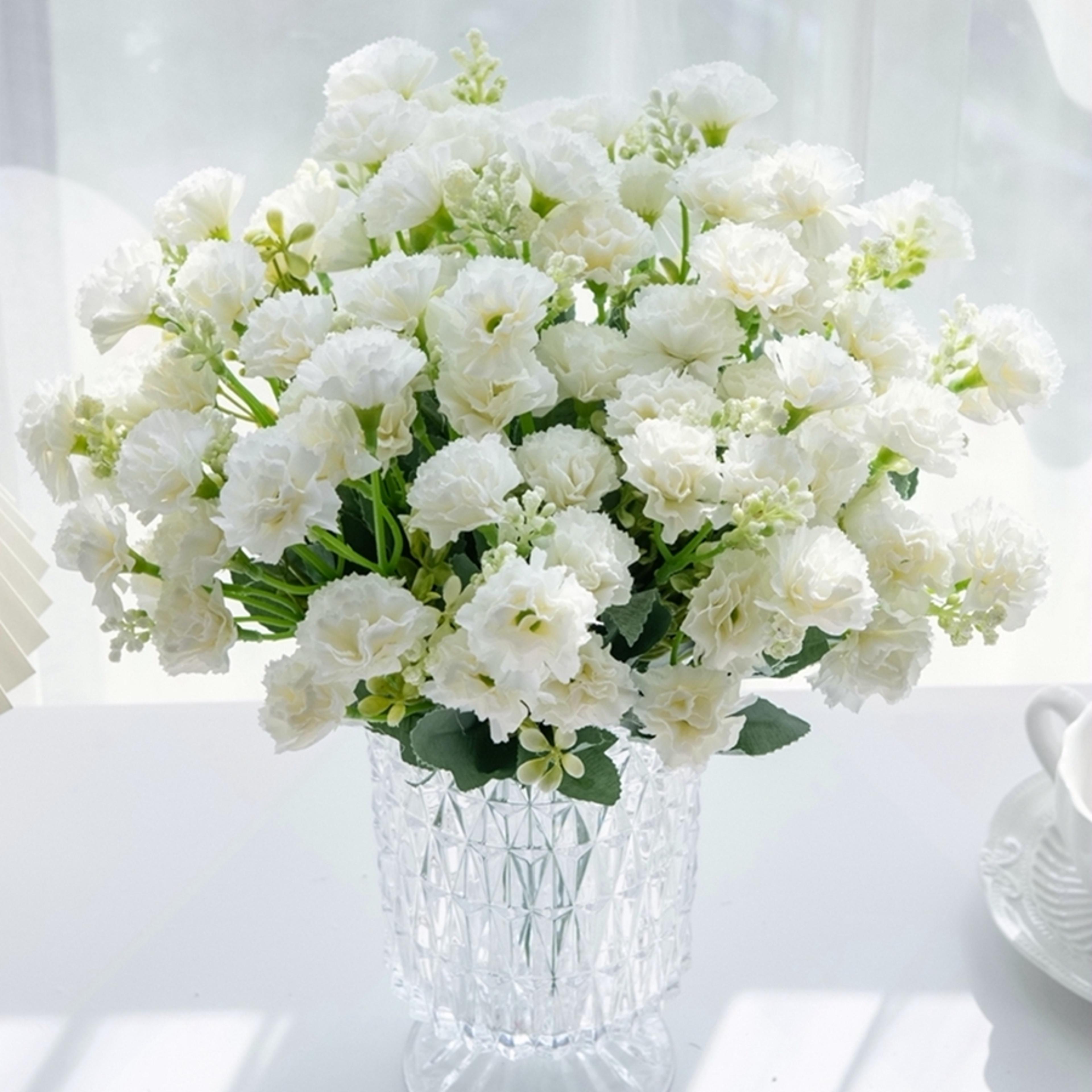 15 head artificial carnation flowers silk bouquet for wedding arch and home decor