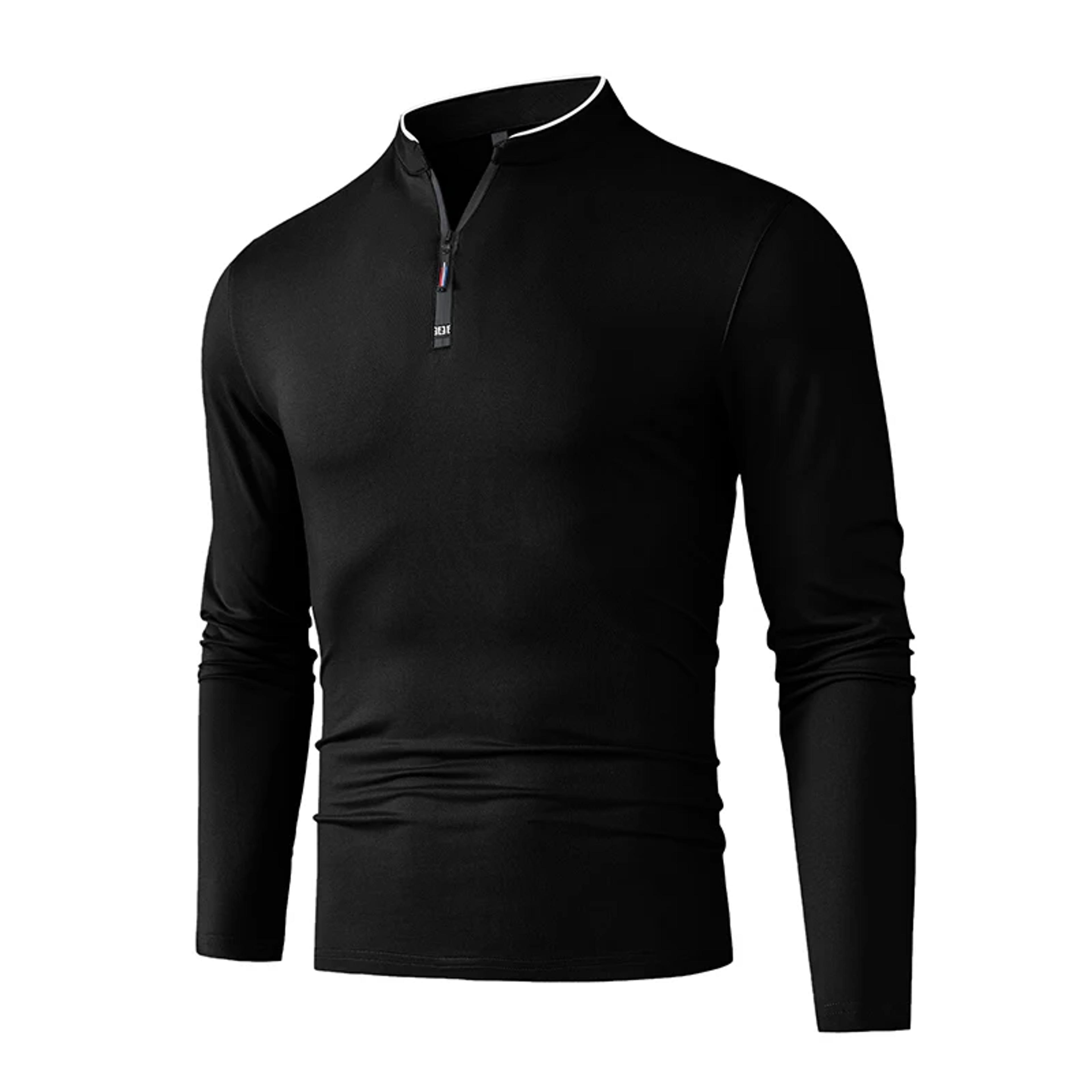 men's half zip long sleeve shirt wrinkle resistant smart casual business top