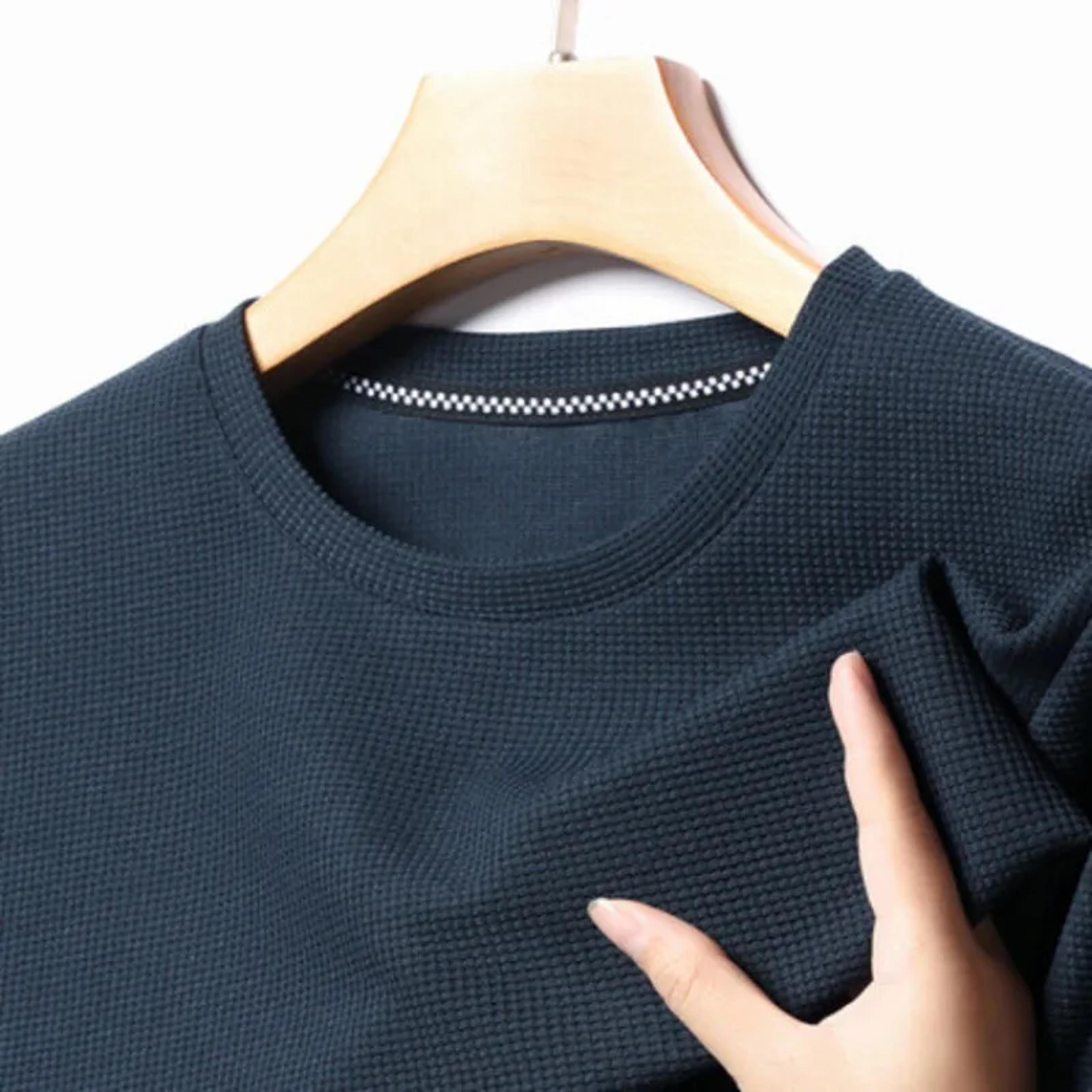men's waffle knit short sleeve shirt casual cotton round neck t shirt