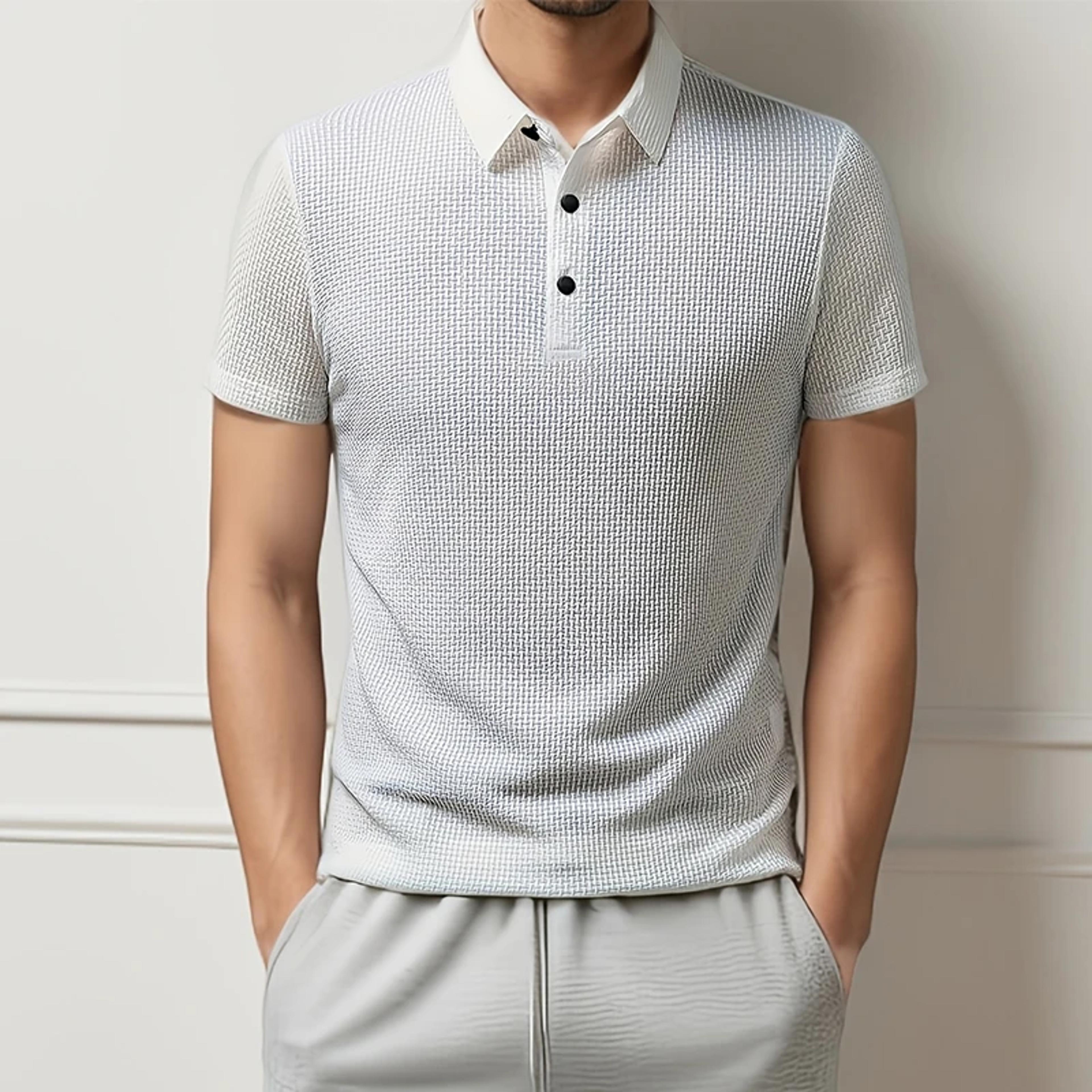 men's business casual polo shirt breathable short sleeve summer top