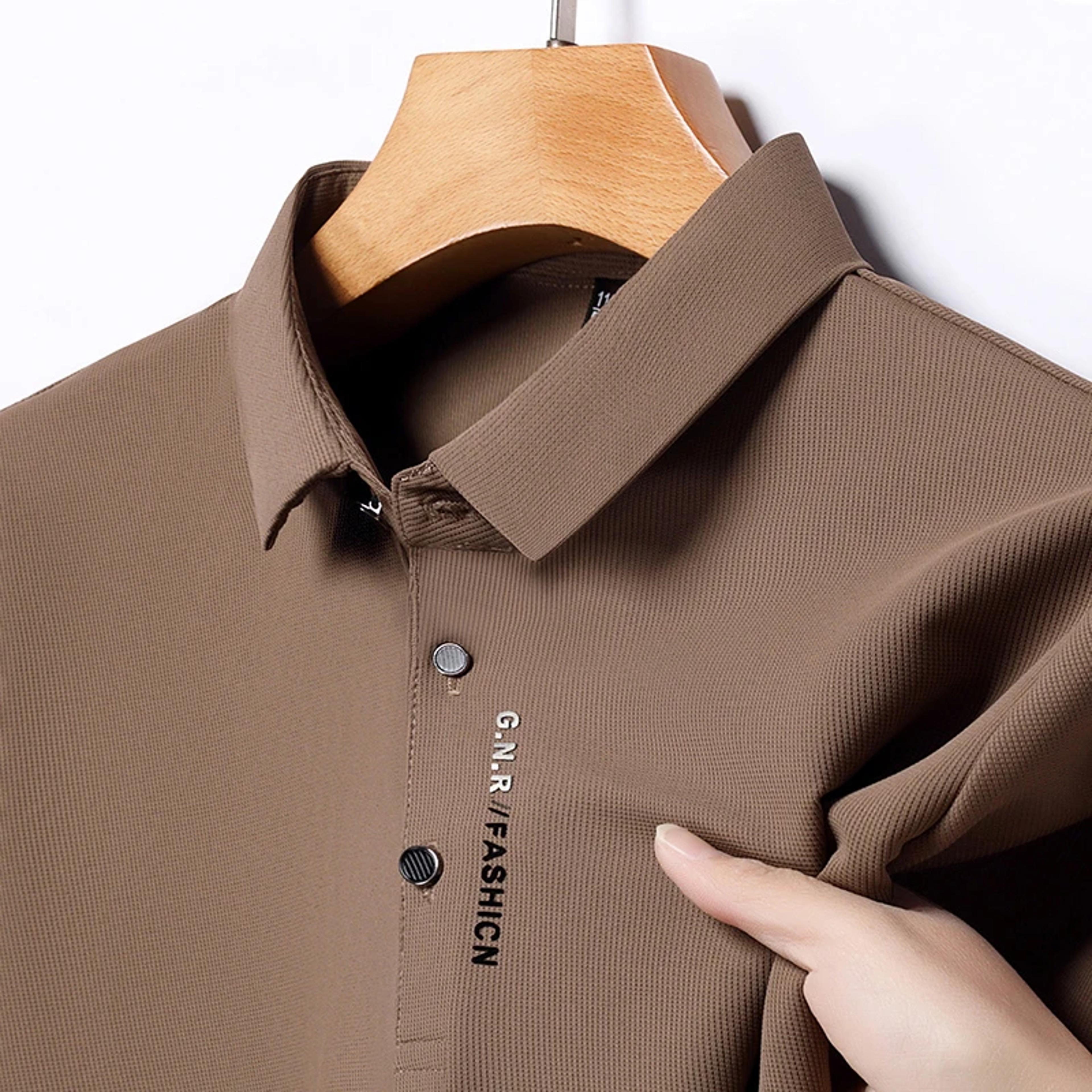 men's breathable short sleeve polo shirt solid color stretch casual top
