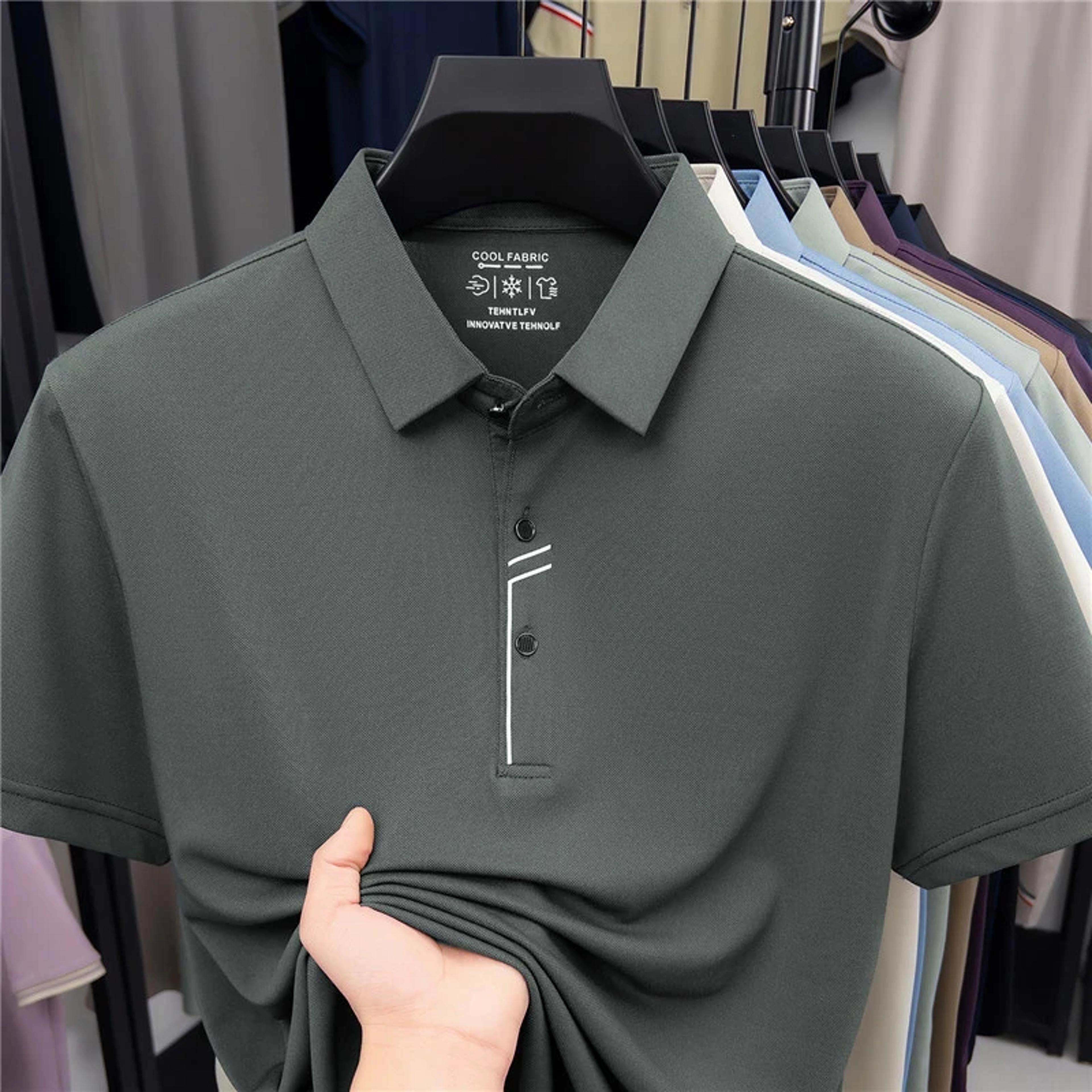cool fabric wrinkle resistant polo shirt for men business casual office top