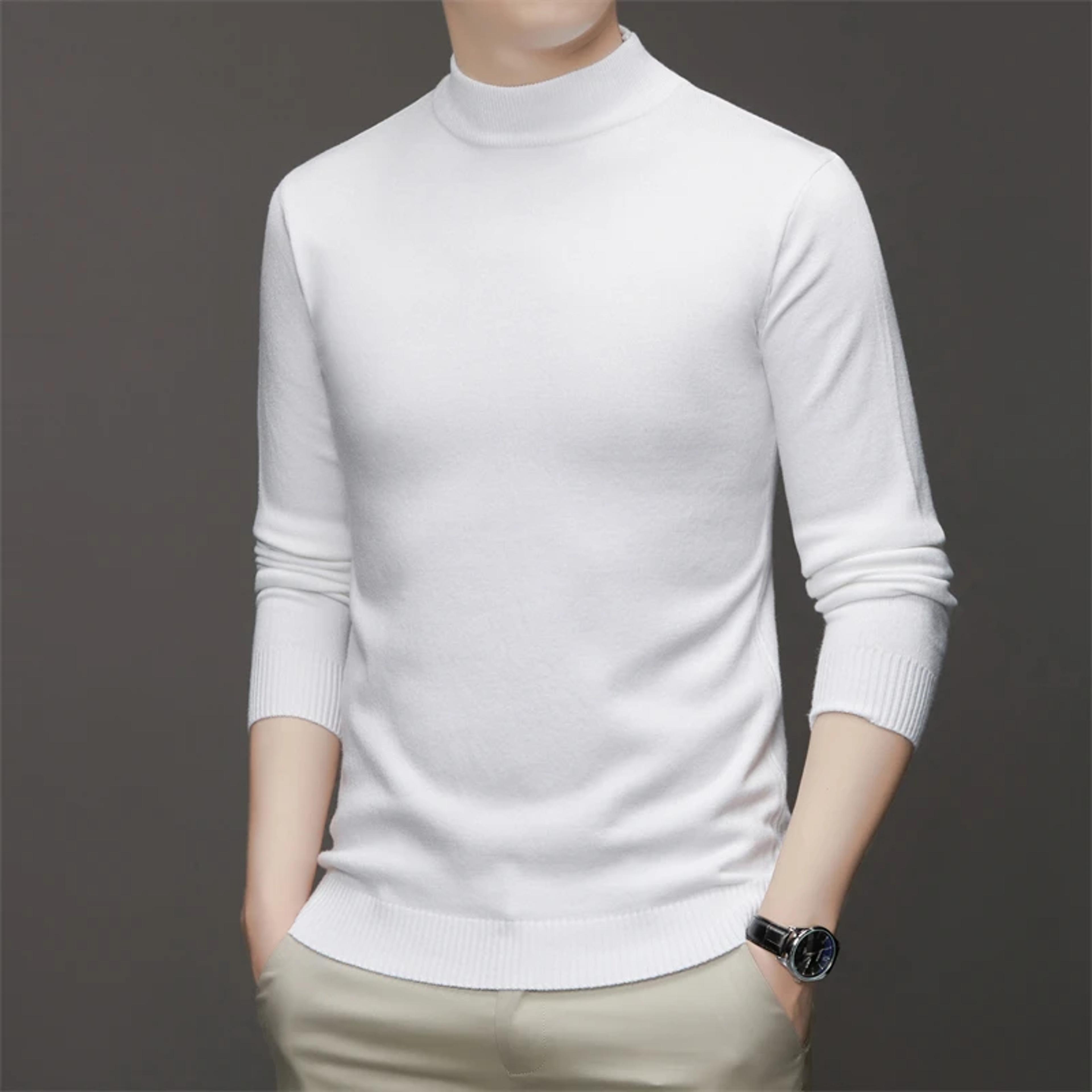 men's mock neck sweater soft warm long sleeve pullover
