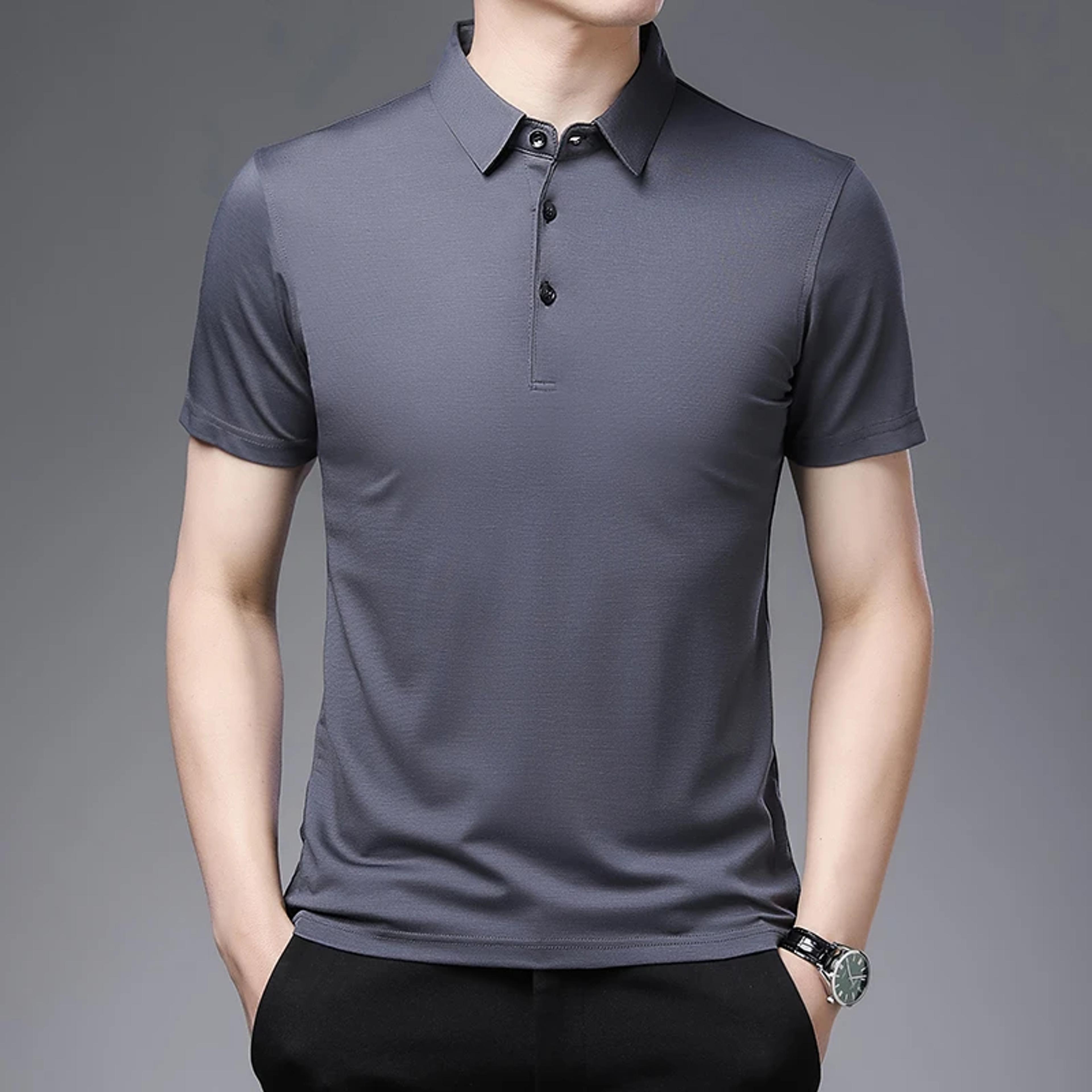 men's breathable business casual polo shirt short sleeve summer top