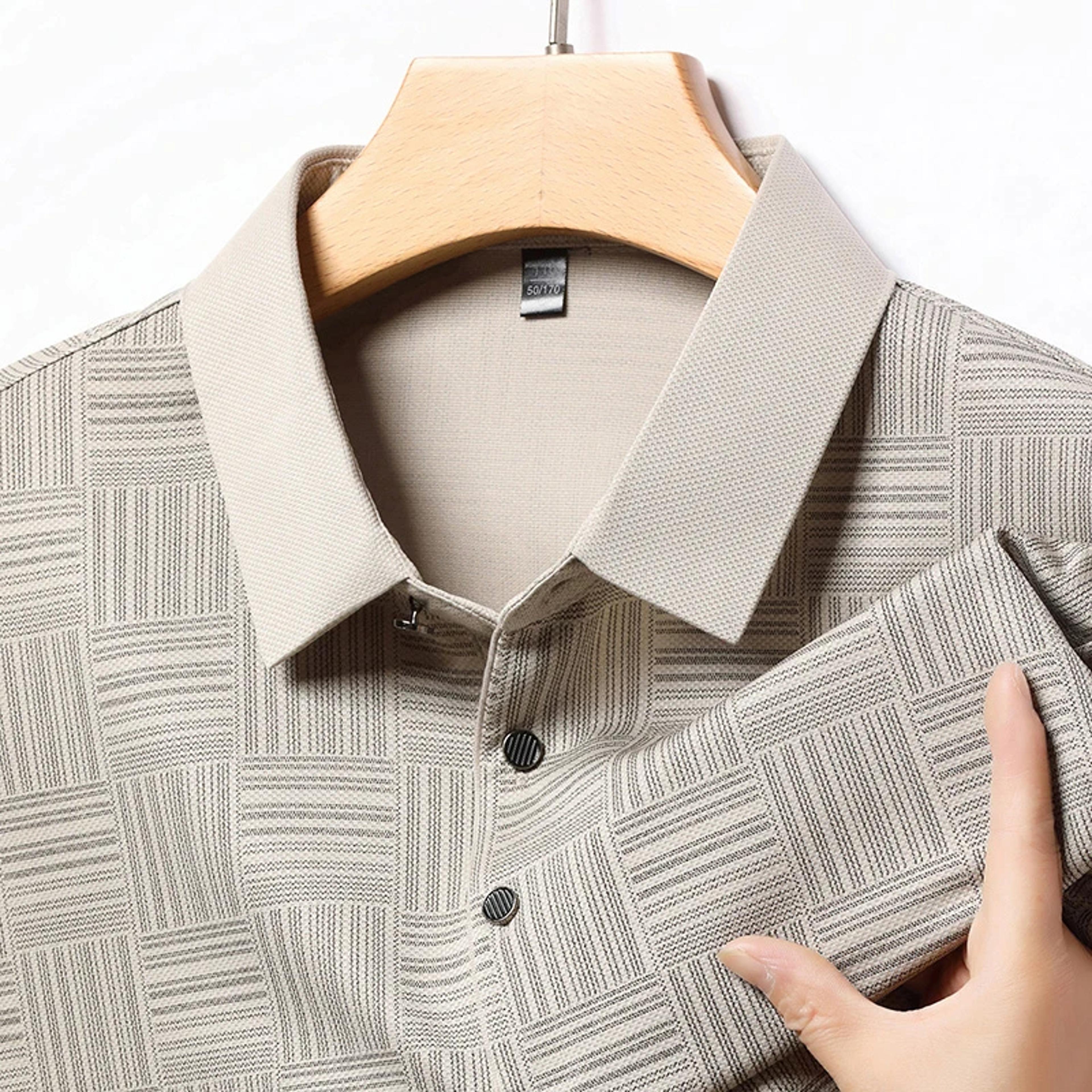 men's breathable long sleeve polo shirt business casual top