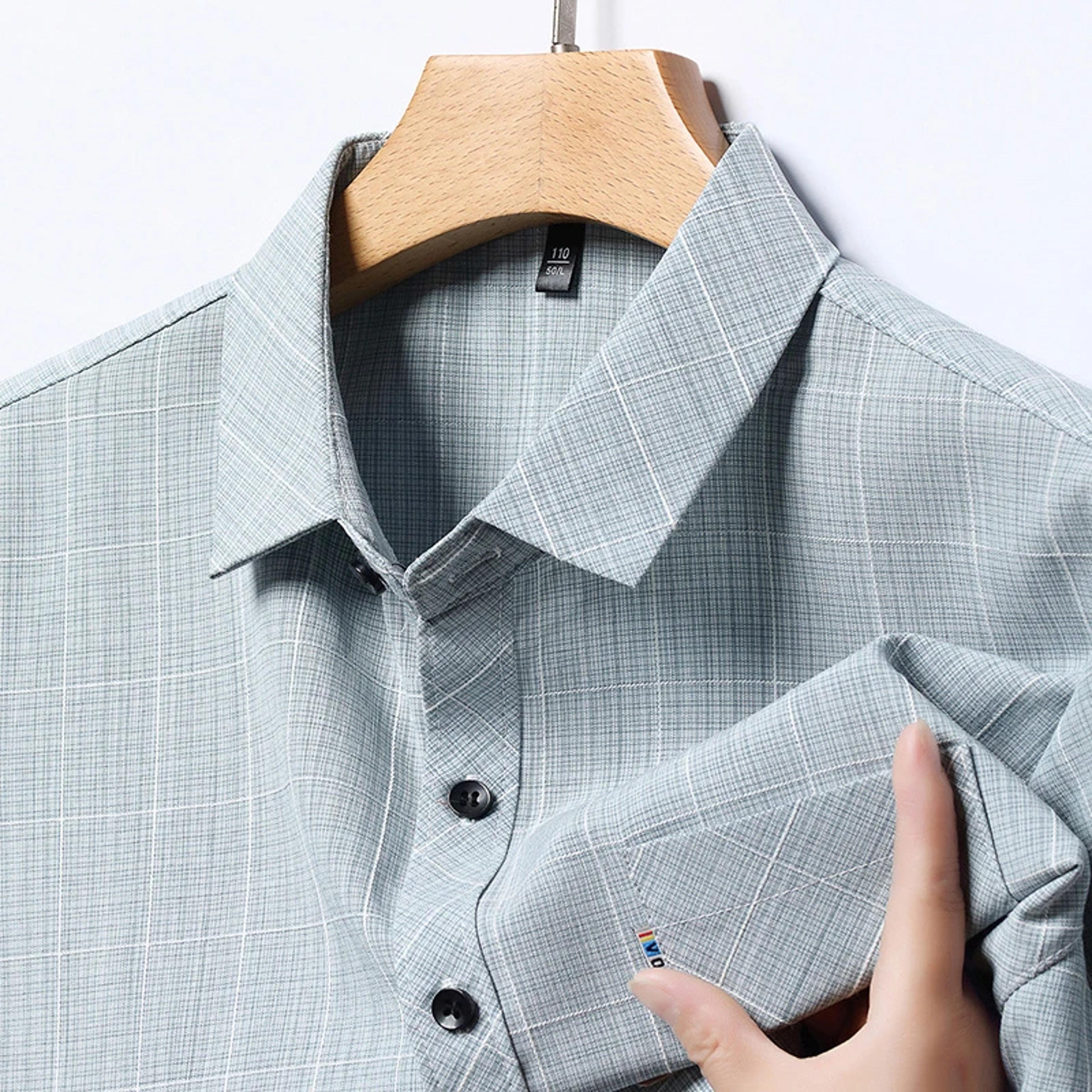 men's wrinkle free printed shirt short sleeve business casual shirt