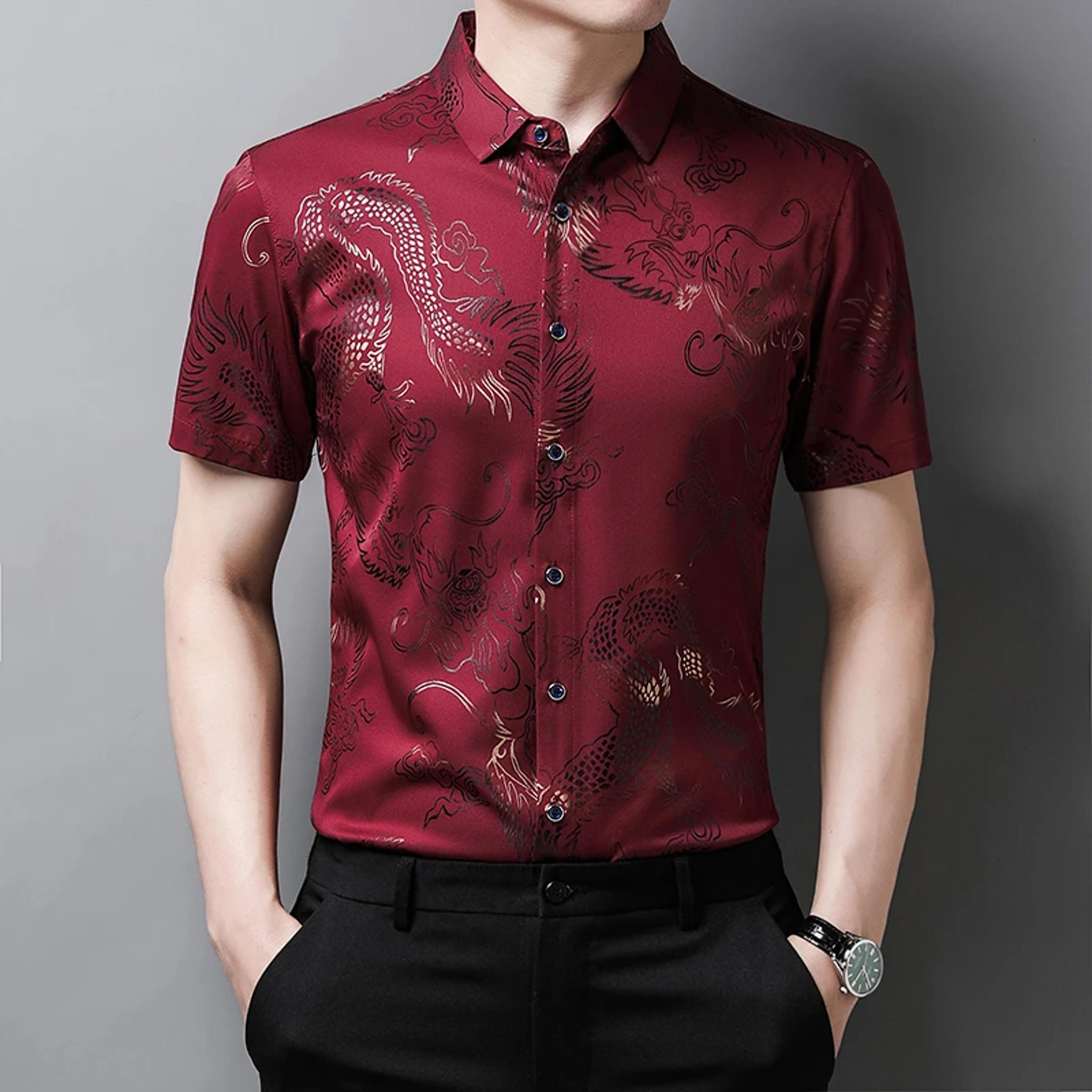 men's wrinkle resistant printed short sleeve casual summer shirt