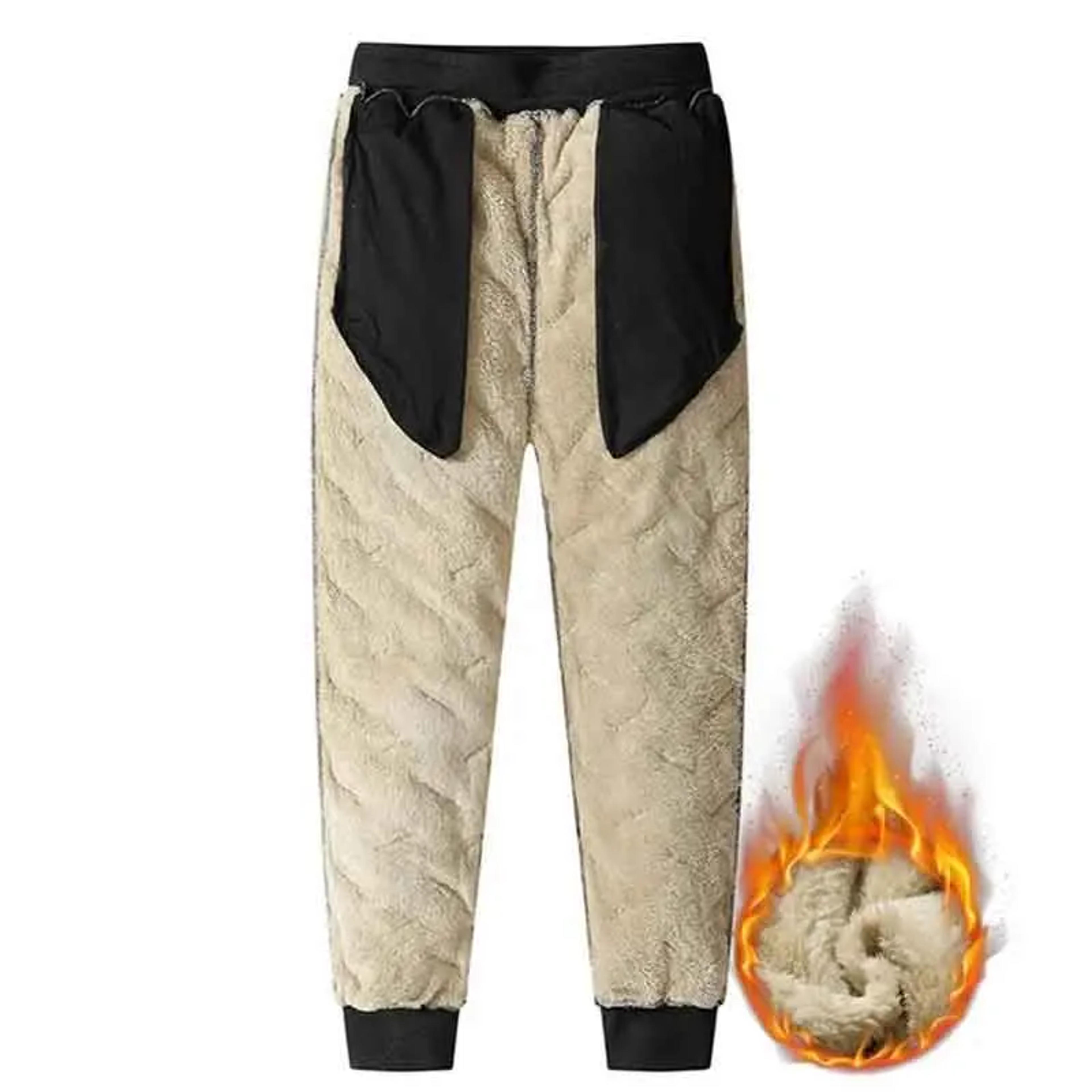 men's thermal fleece lined sweatpants windproof winter pants