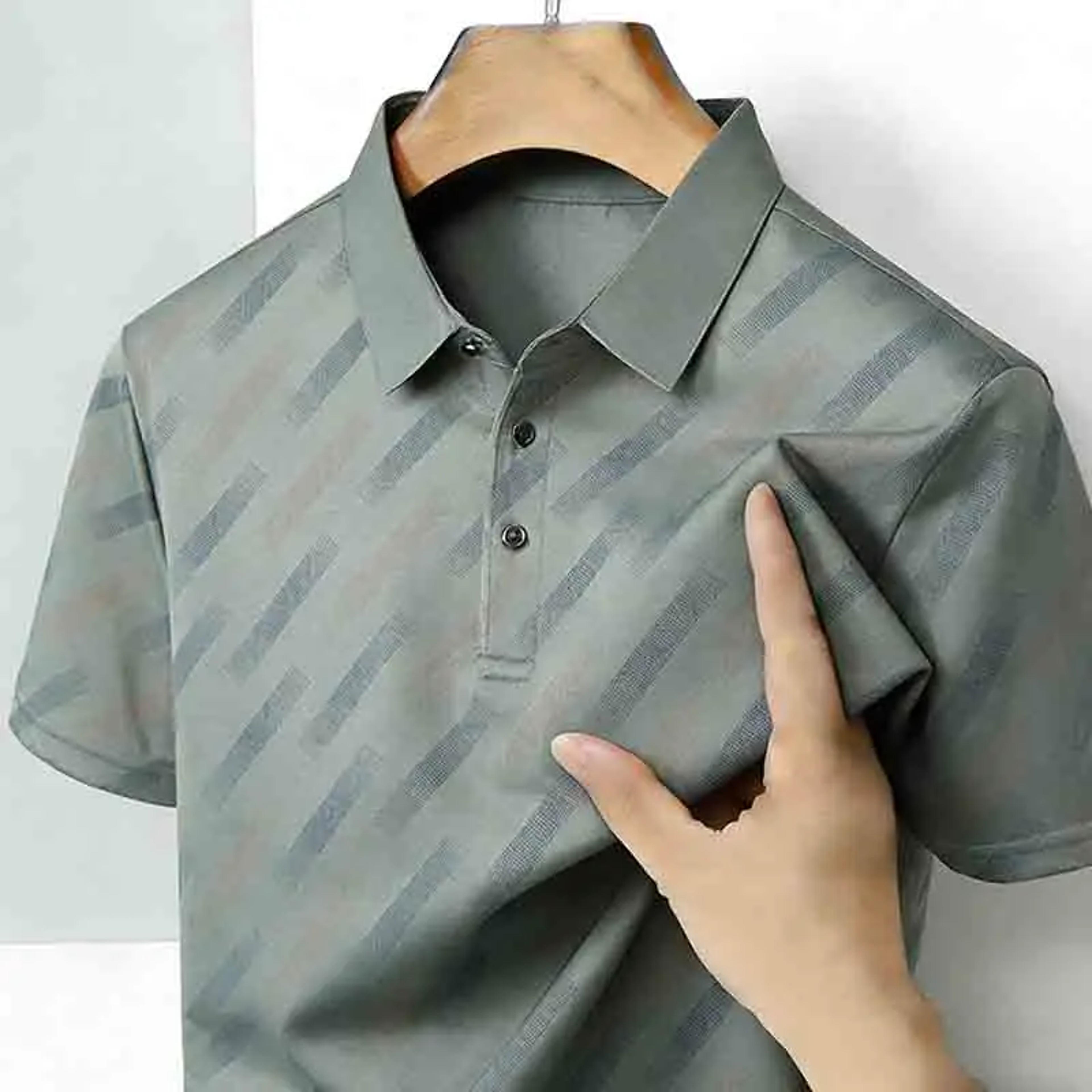 men's diagonal striped polo shirt short sleeve casual golf top