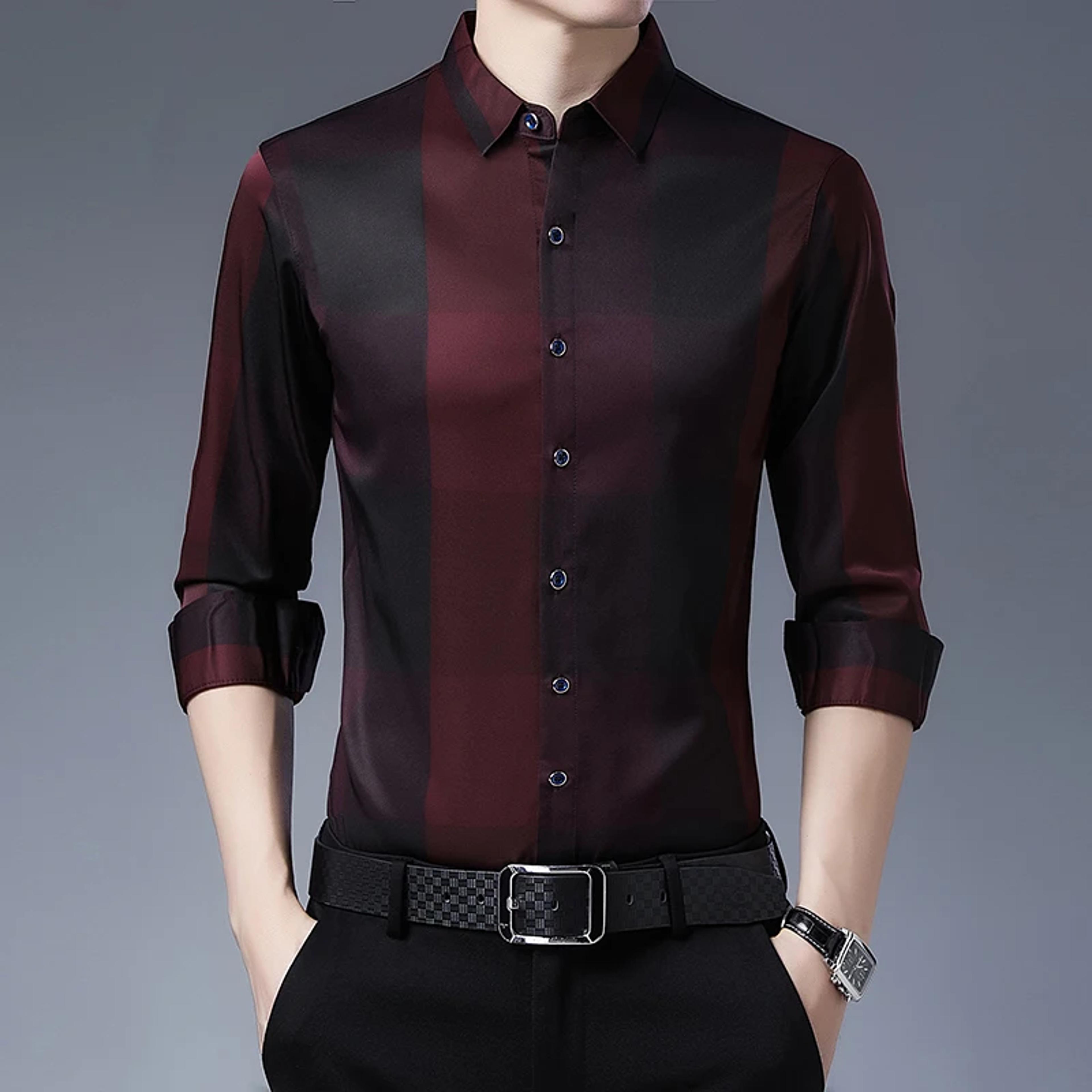 men's plaid long sleeve shirt business casual button down shirt
