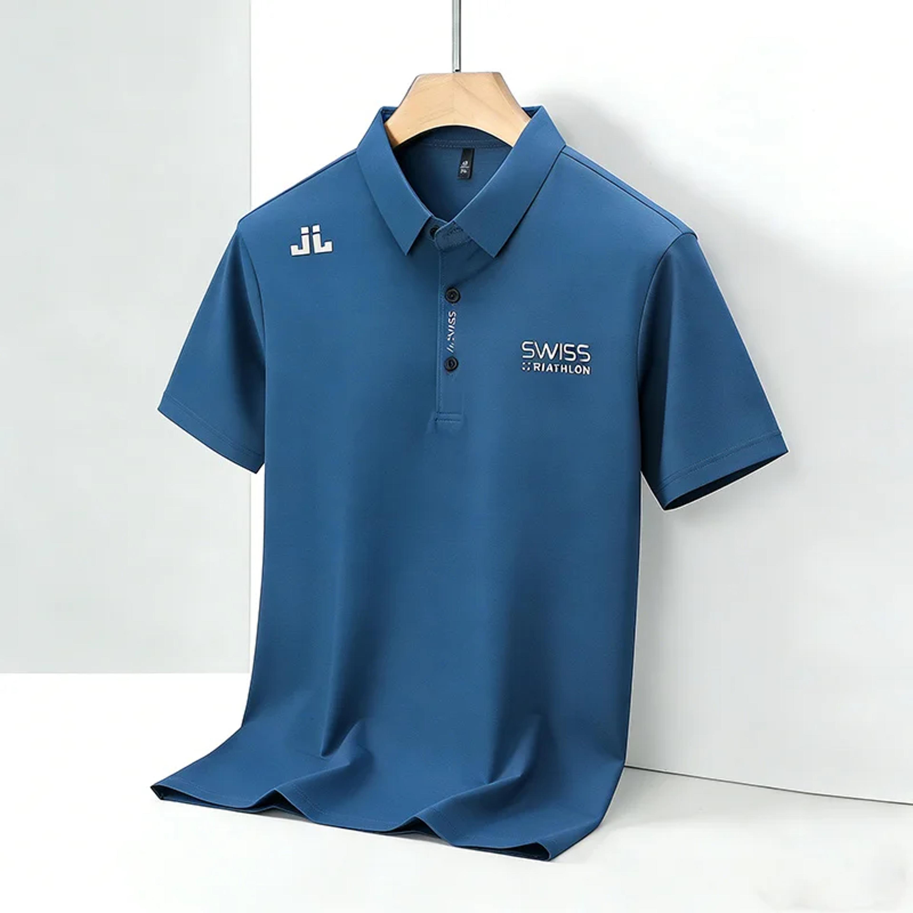 teal blue men's polo shirt short sleeve golf and business casual top