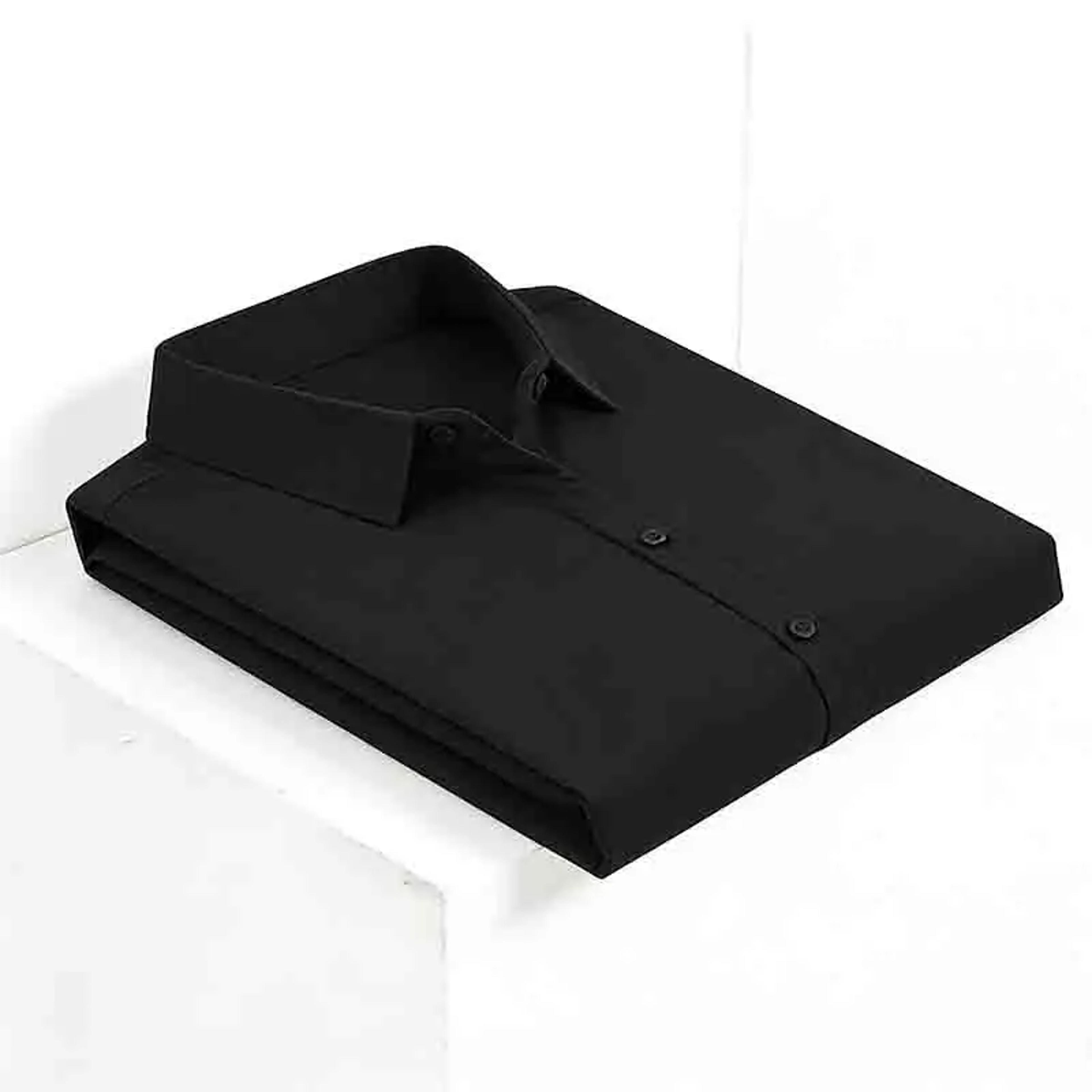 men's black short sleeve dress shirt slim fit non iron office shirt