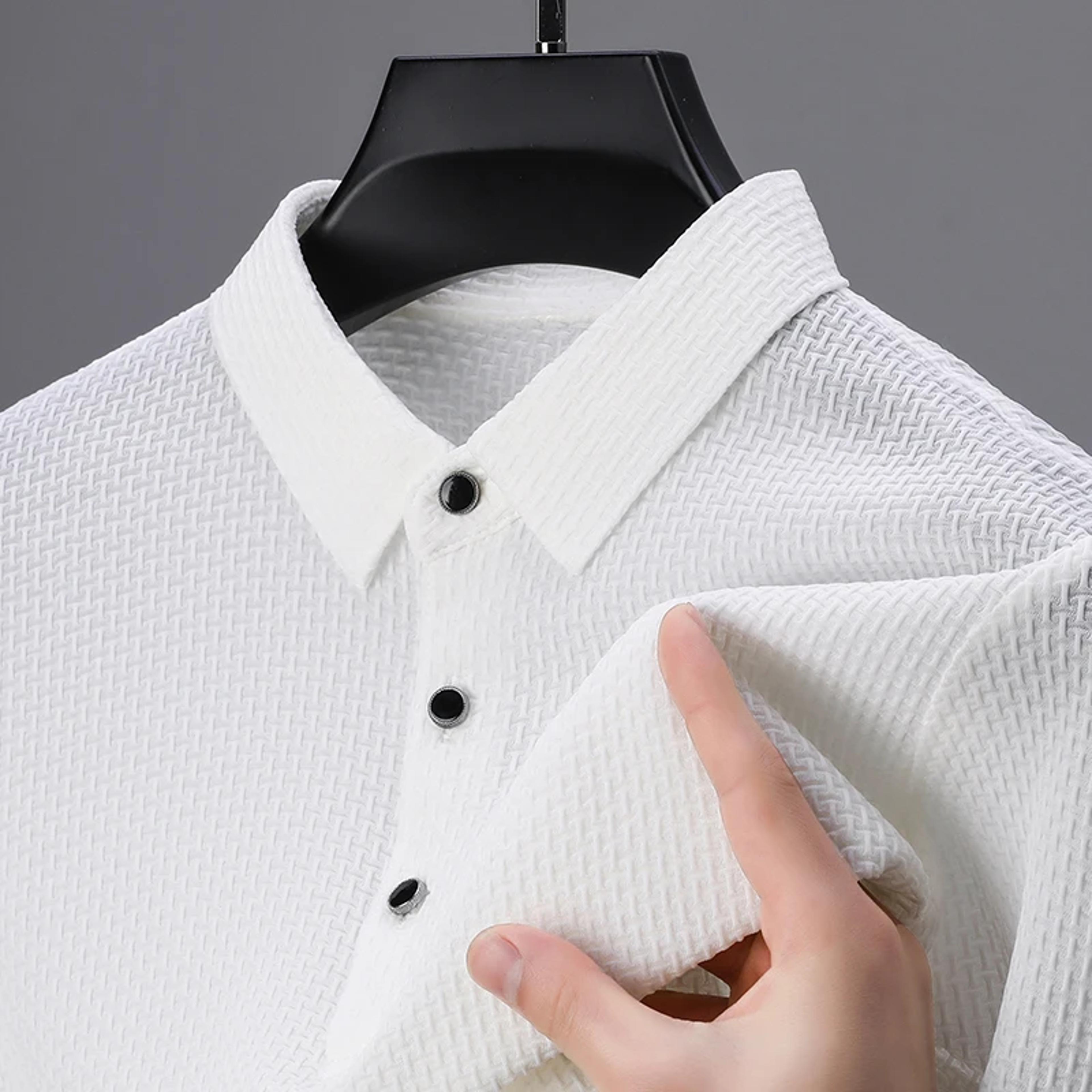 men's checkered polo shirt breathable stretch short sleeve casual top