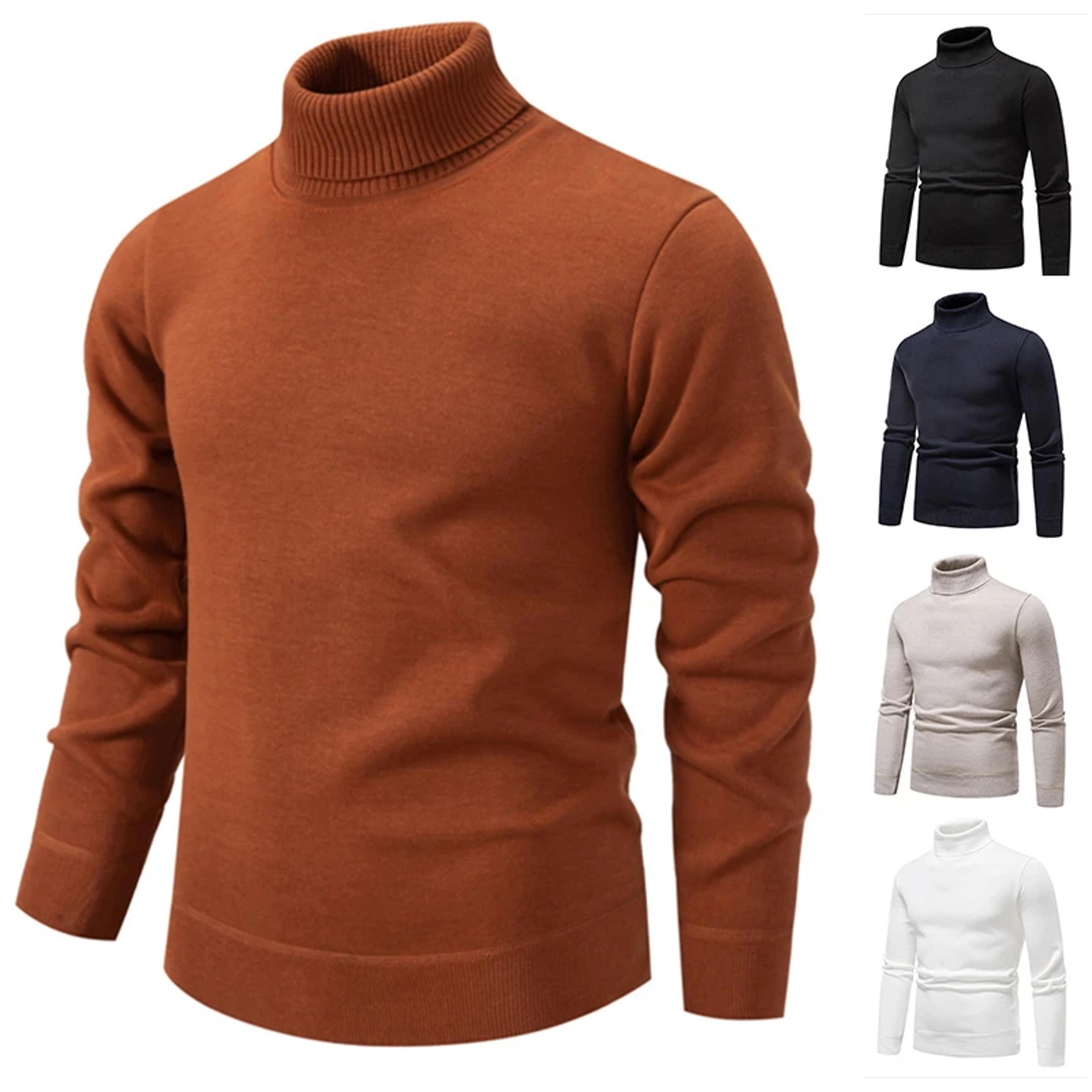 men's slim fit knitted turtleneck sweater anti pilling long sleeve pullover,