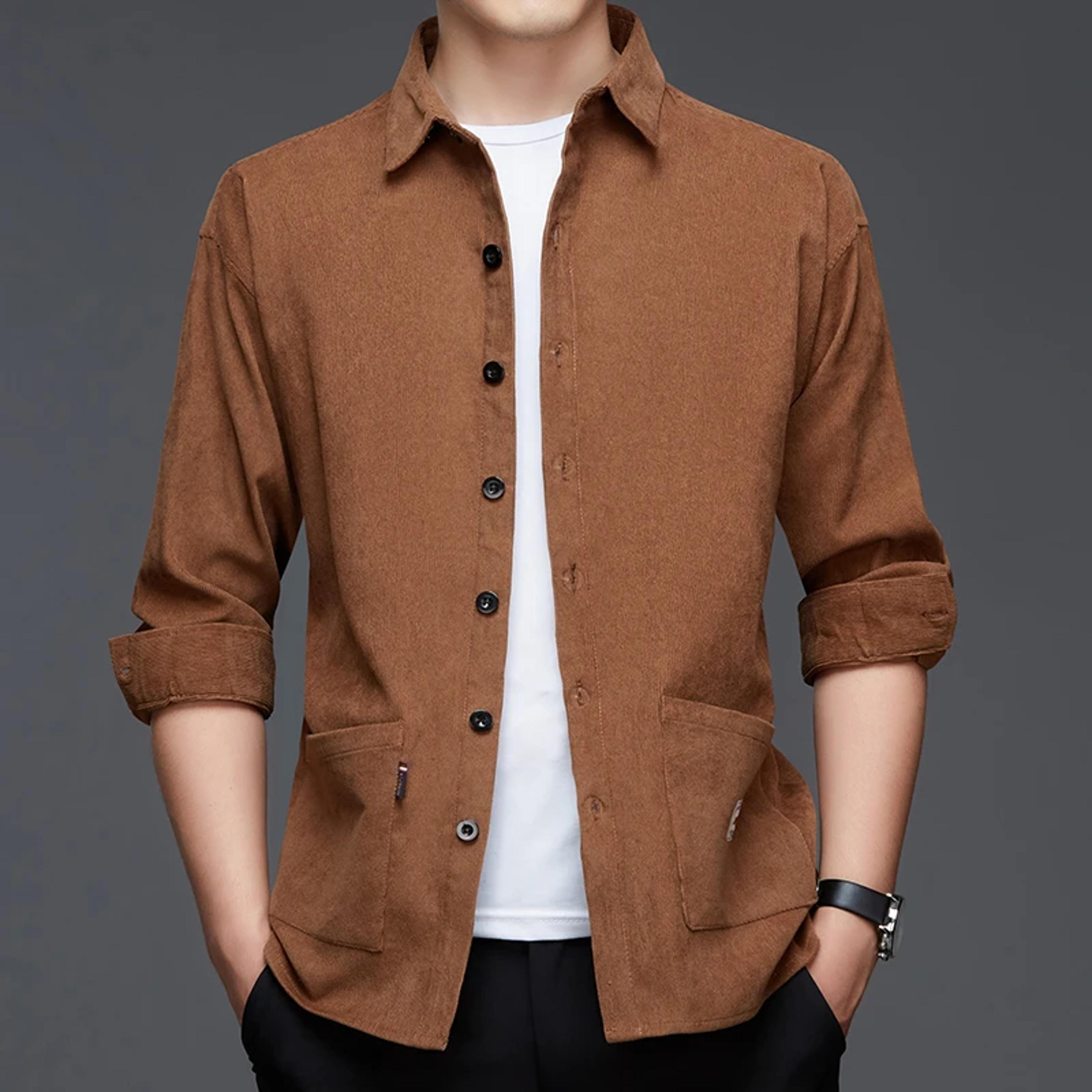 men's breathable long sleeve workwear shirt casual solid color all season top