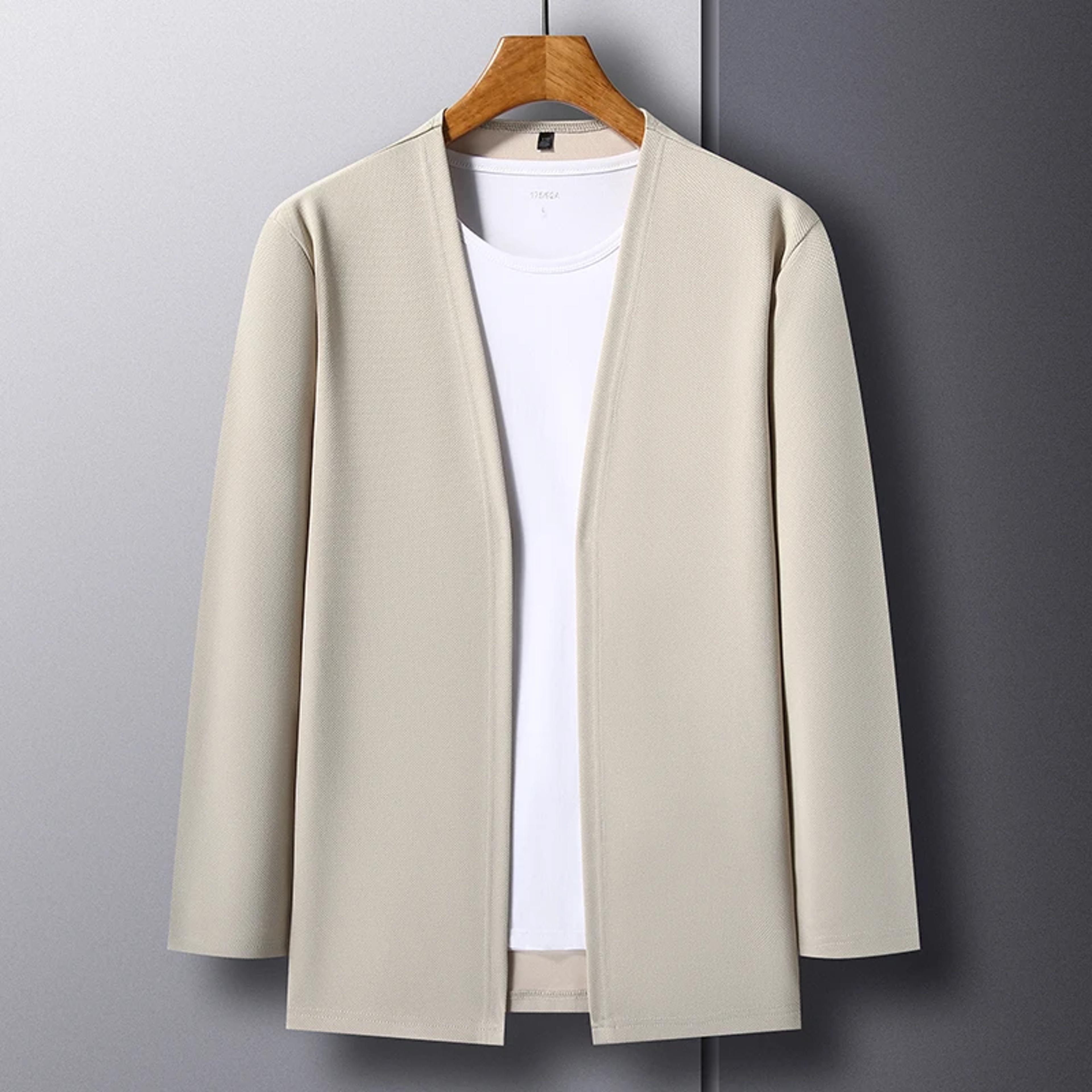 everyday comfort men's long sleeve cardigan jacket casual lightweight outerwear
