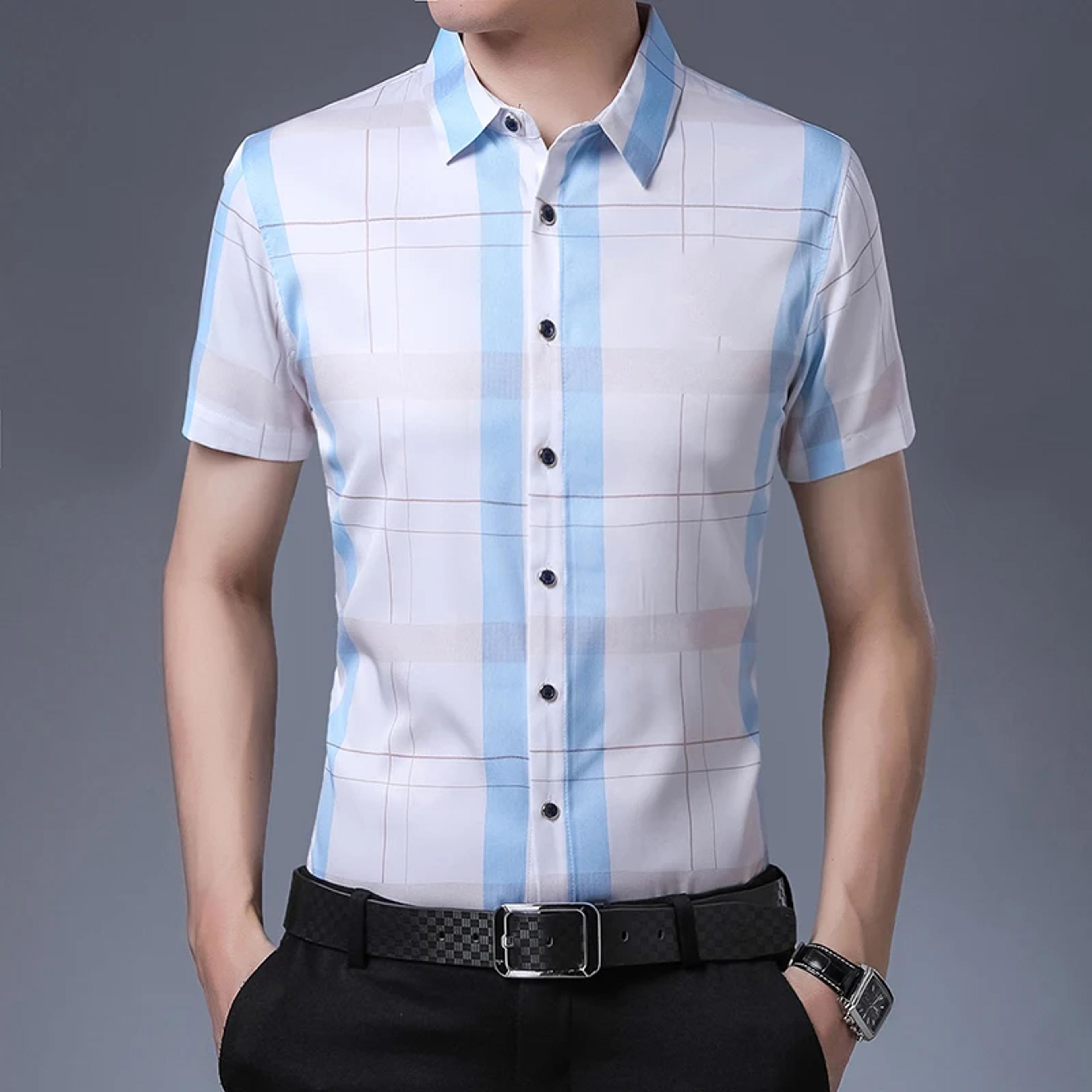 men's printed short sleeve shirt wrinkle resistant summer casual shirt