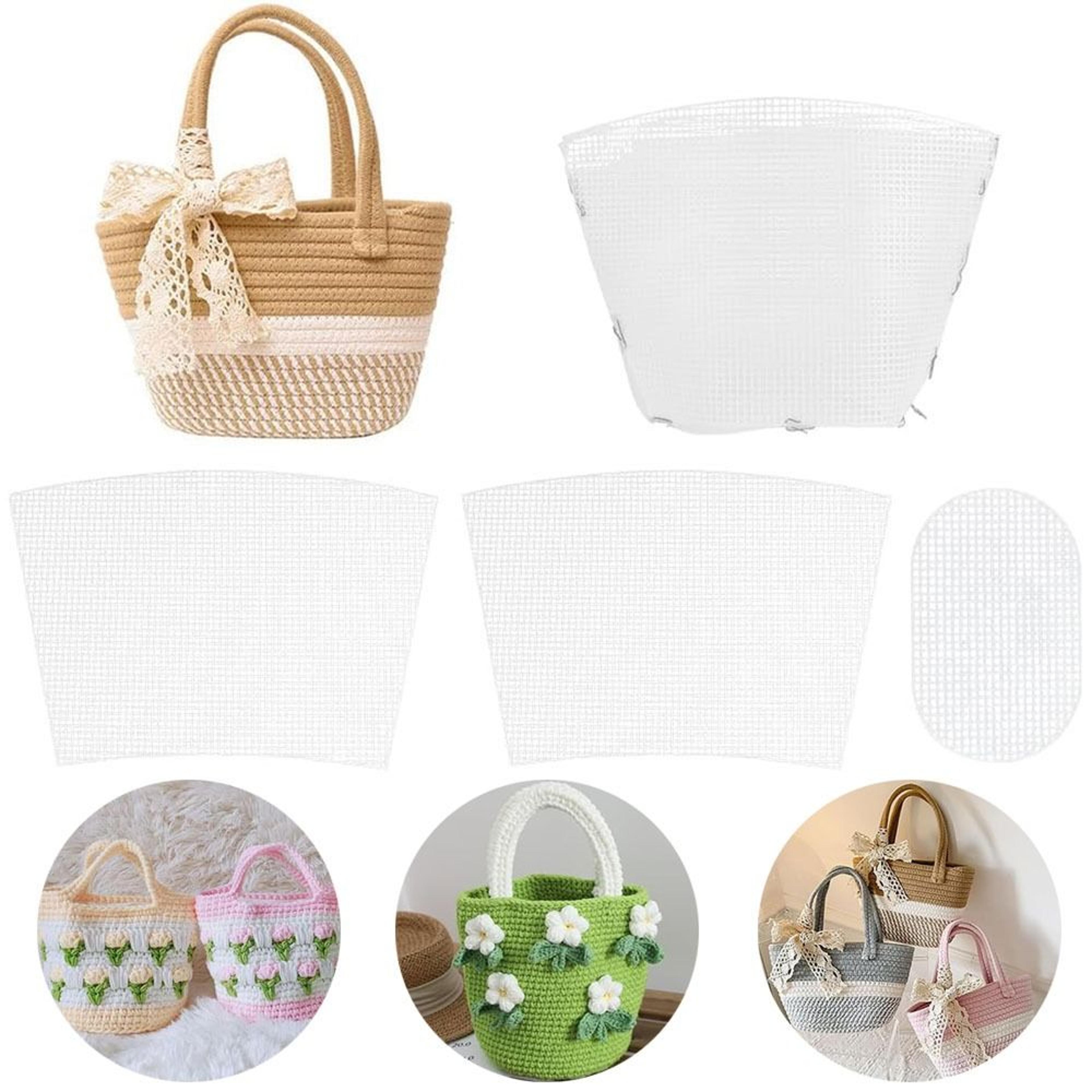diy plastic canvas mesh sheets for crochet bag making and yarn crafts
