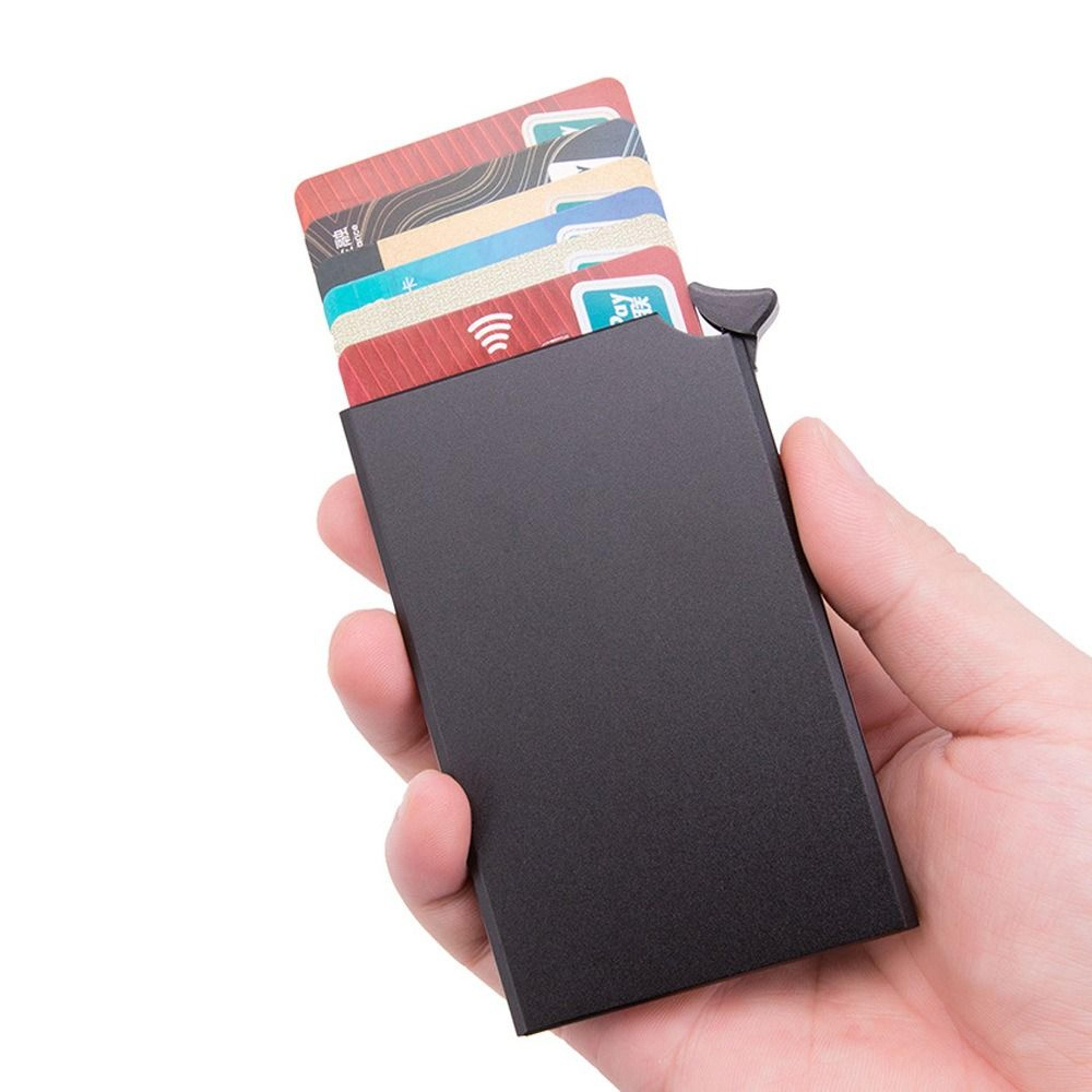 aluminum rfid blocking wallet slim pop up card holder for secure everyday carry