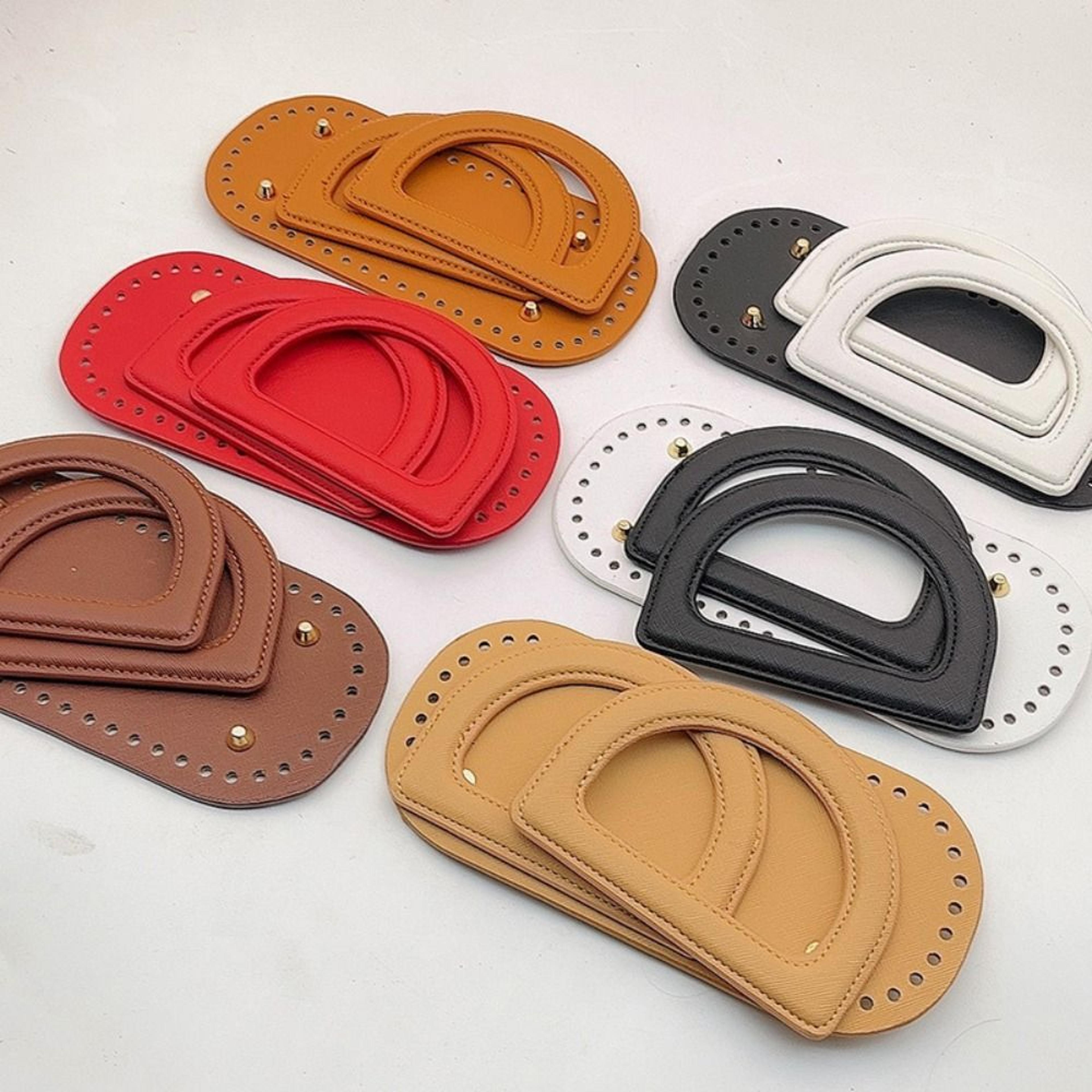 diy crochet bag accessories set with pu leather bottom handle and hardware