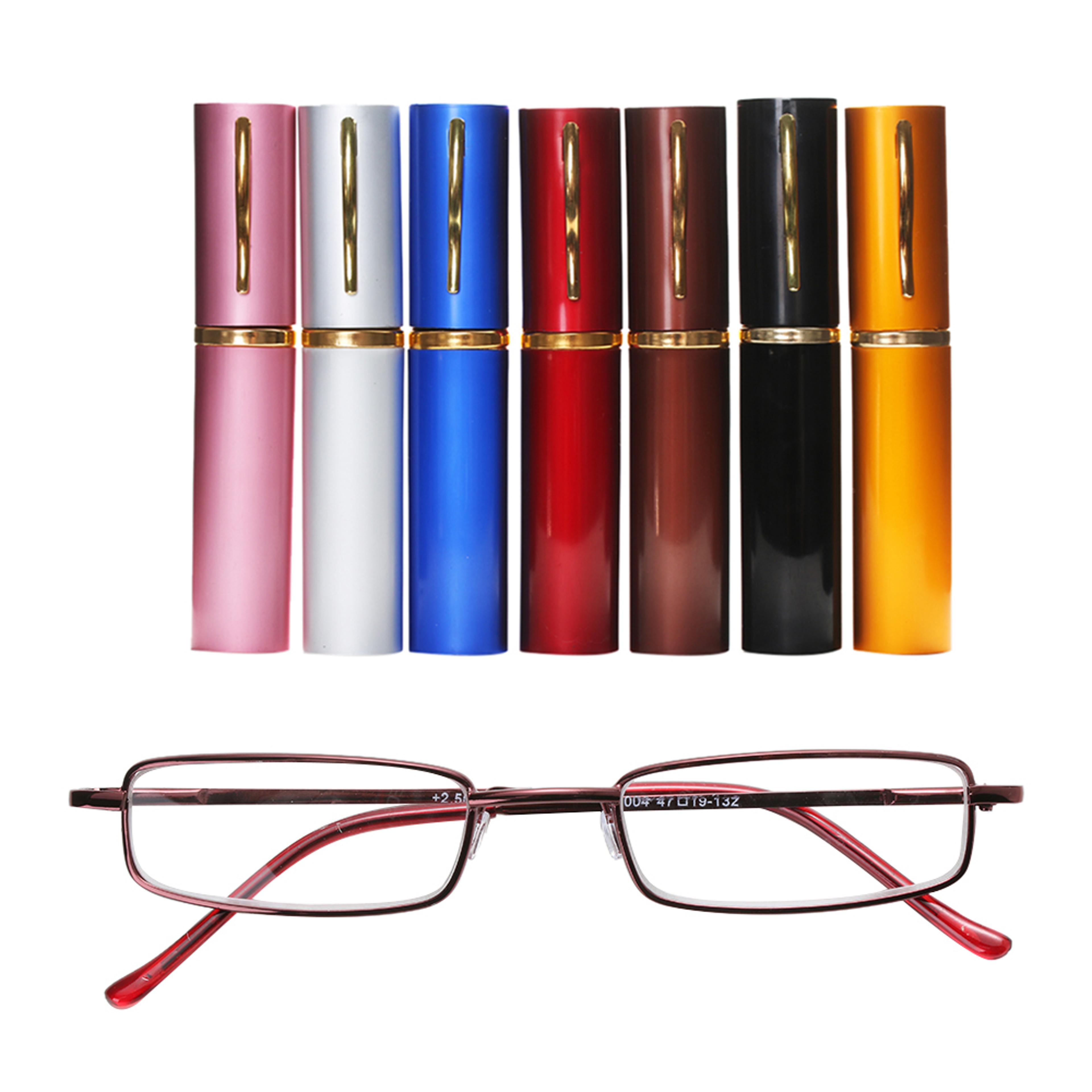 compact folding reading glasses with tube case for men and women