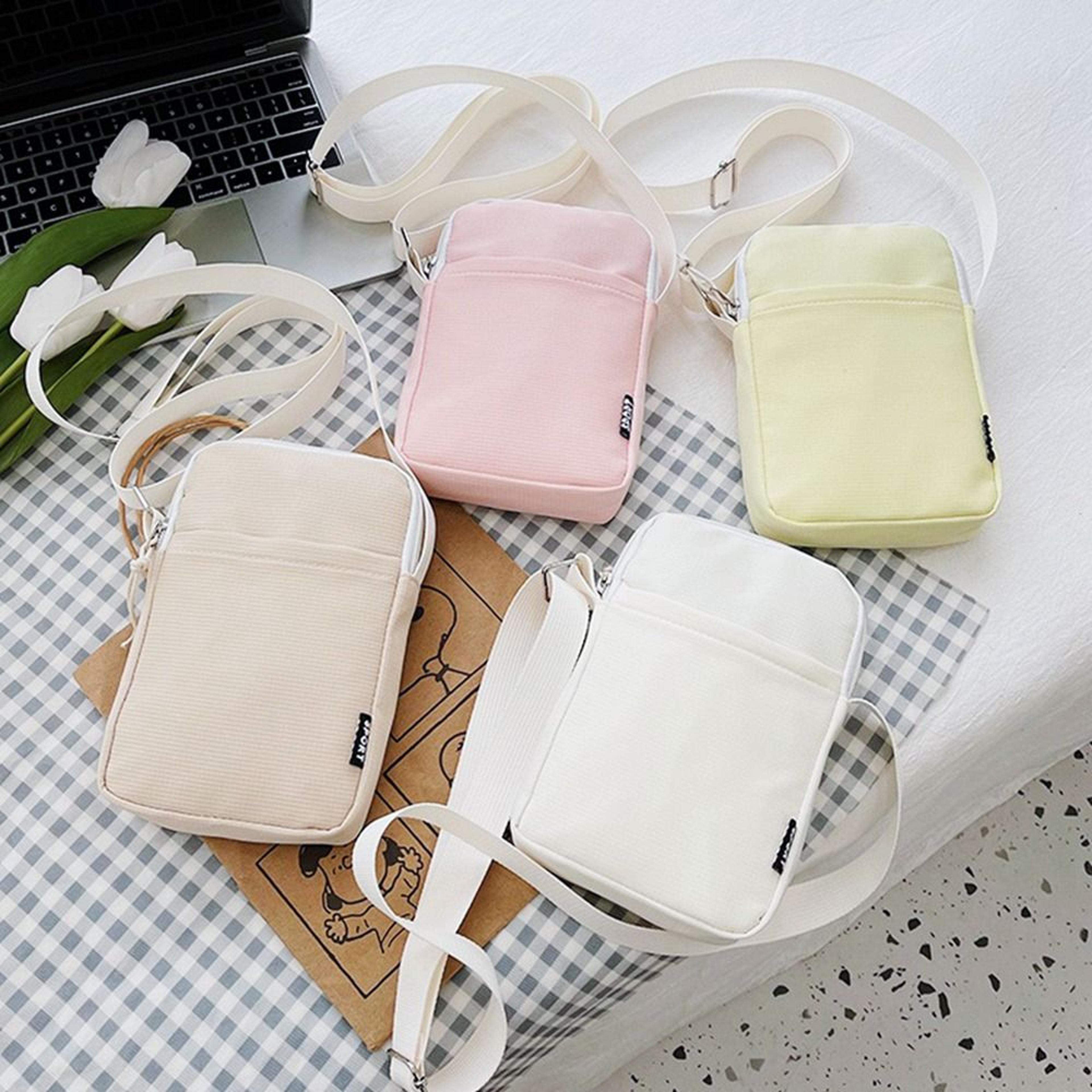 simple canvas crossbody phone bag lightweight zipper shoulder purse
