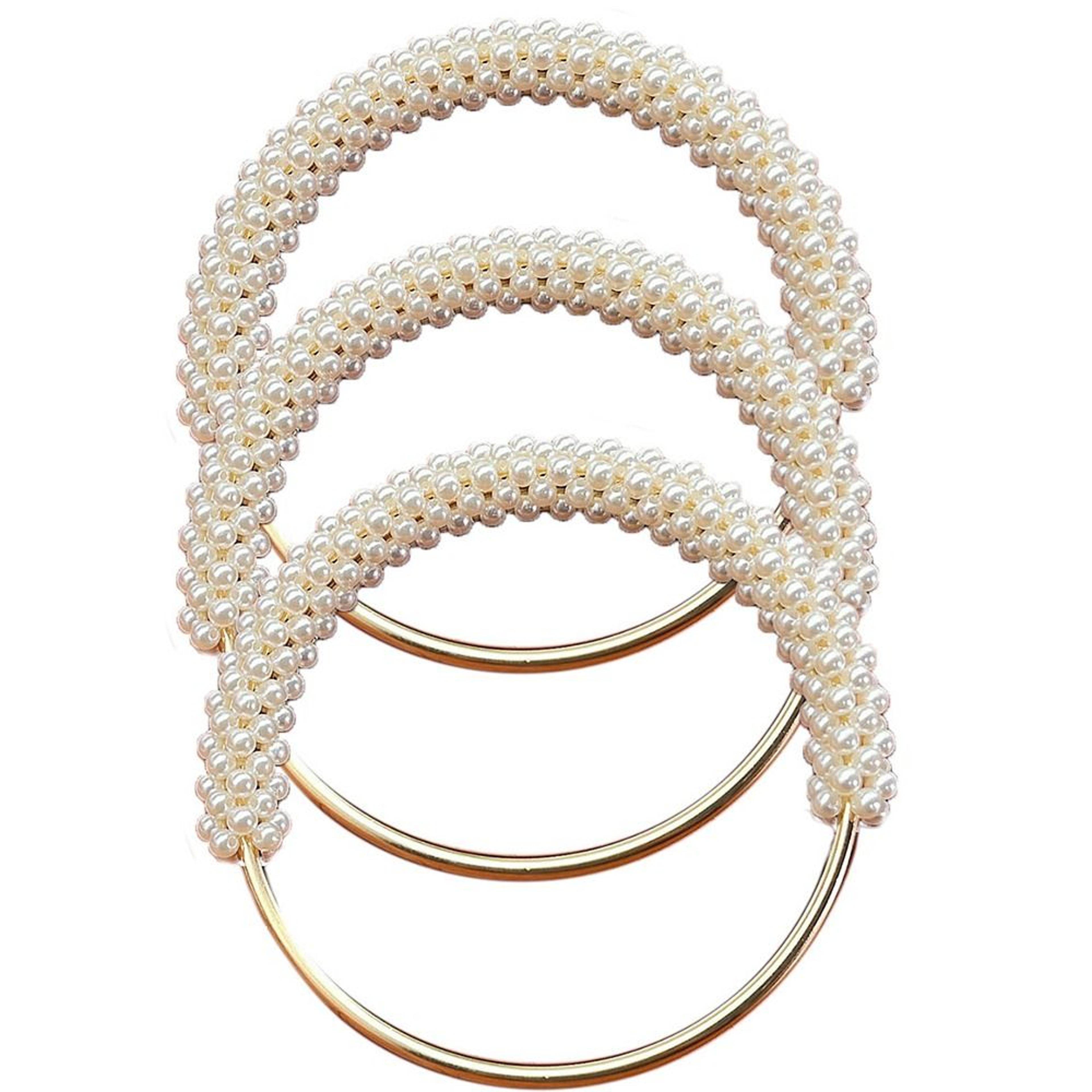 pearl beaded round bag handle for diy handbags and purses
