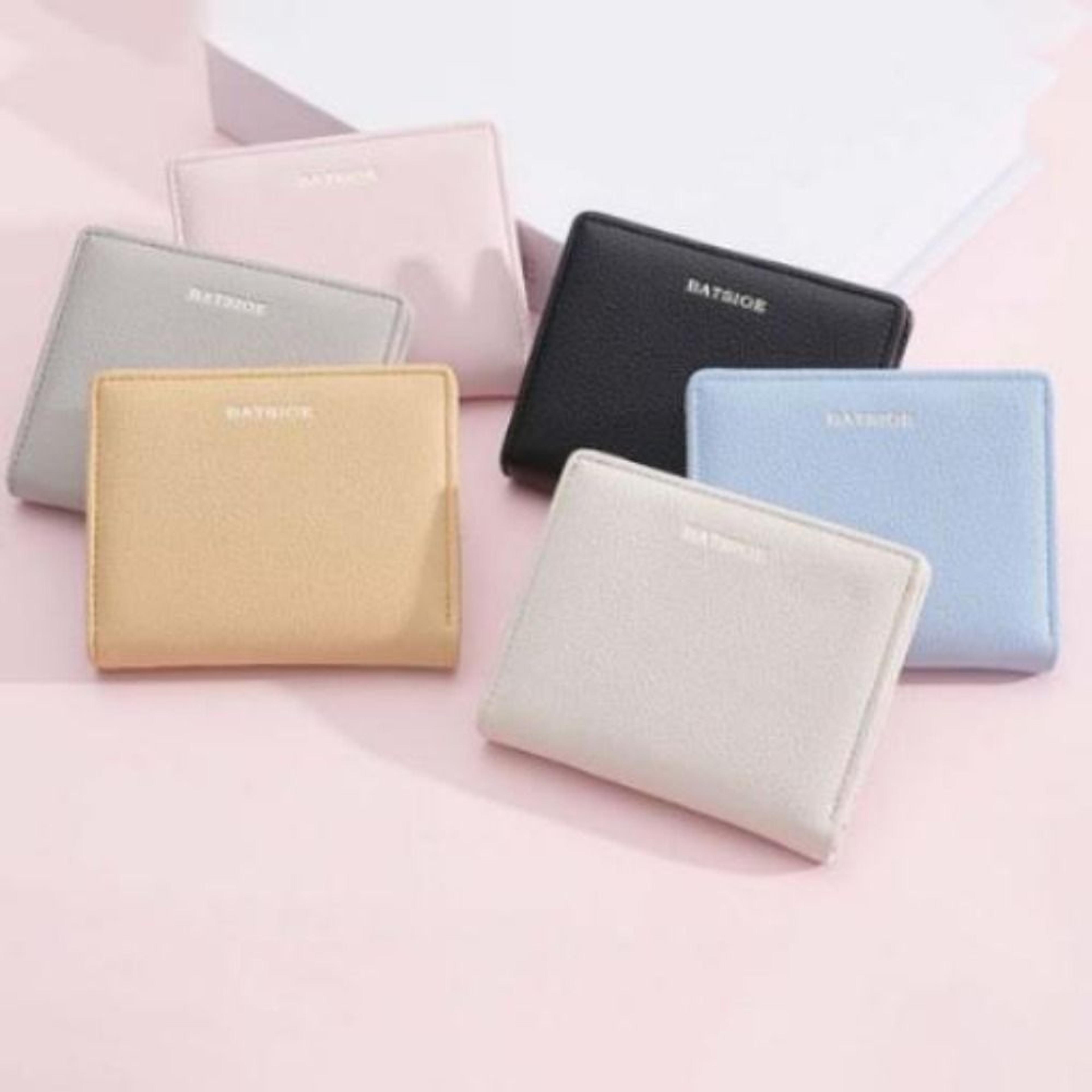 womens pu leather short wallet compact card holder coin purse