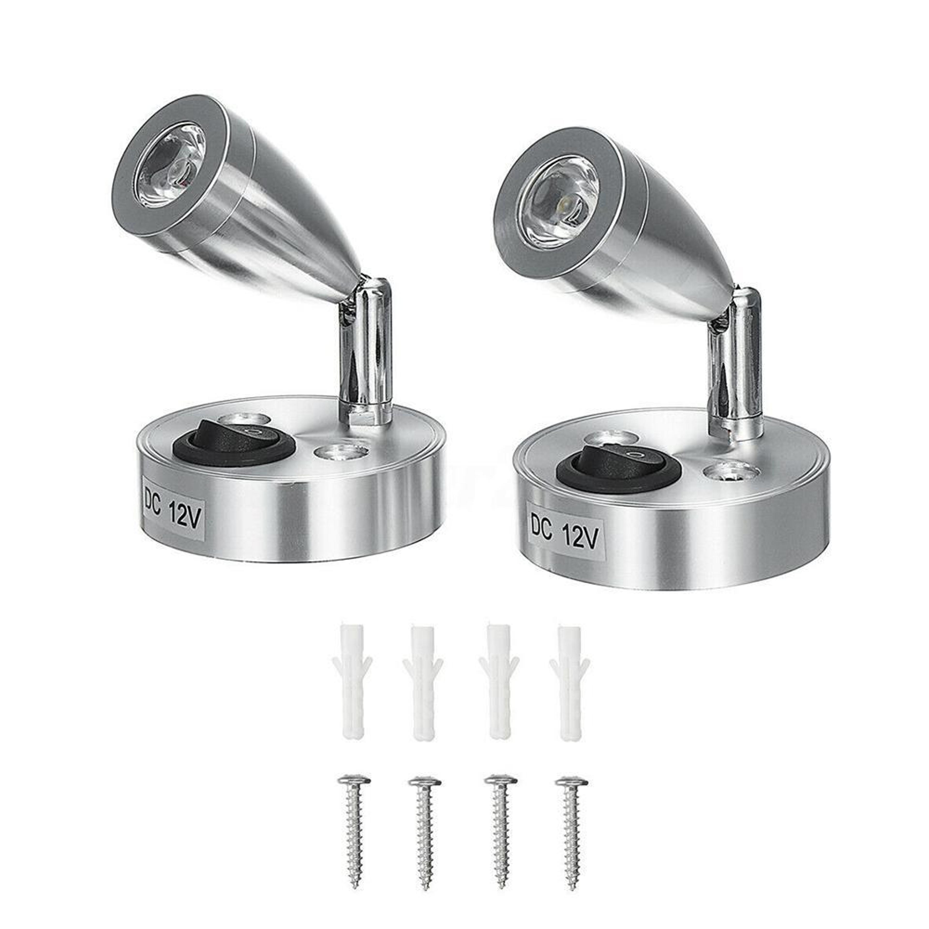 2pcs 12v led reading lights 360 degree adjustable rv campervan boat interior lamps