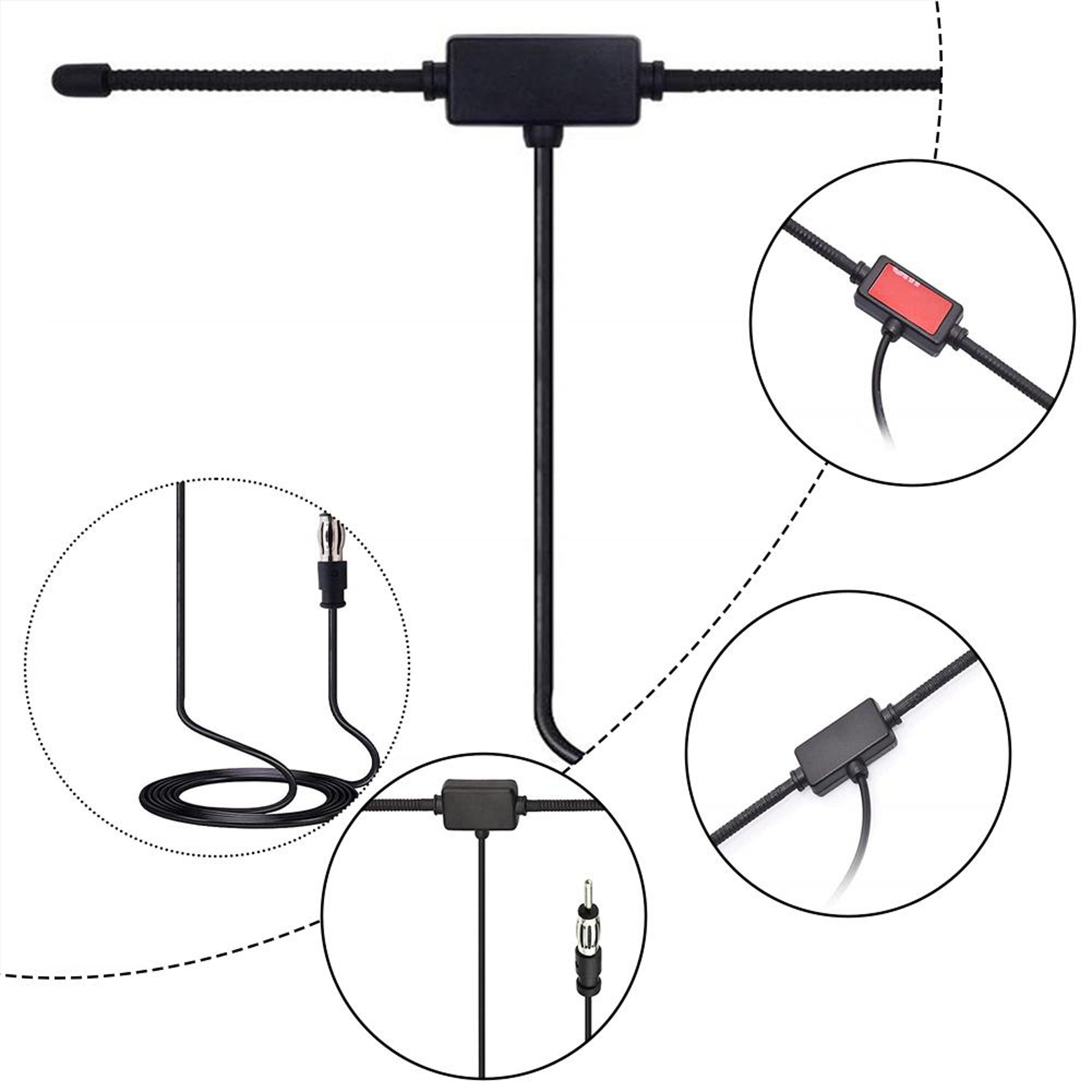 universal car fm am dipole antenna 3m adhesive glass mount radio receiver aerial