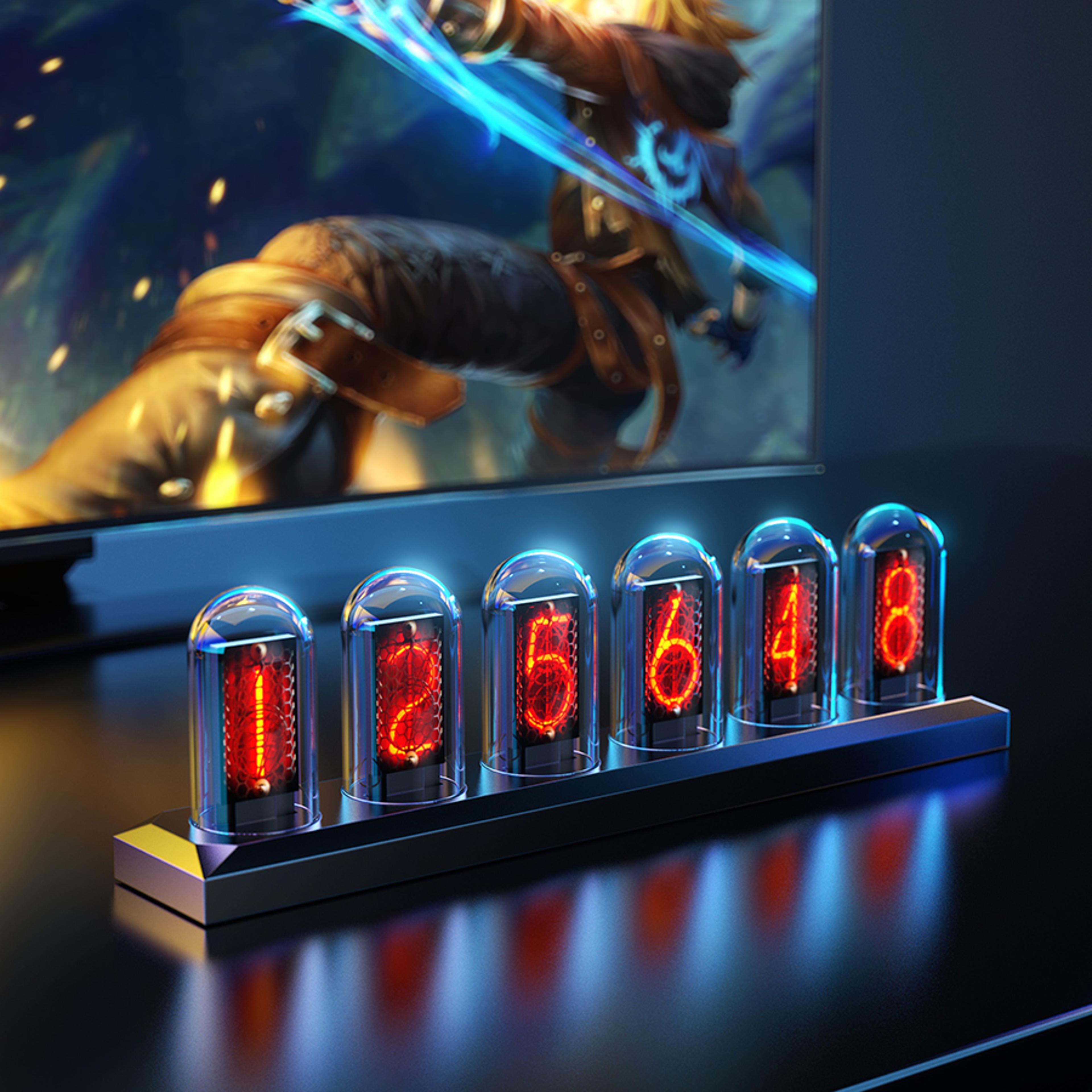 nixie tube clock smart ips digital clock with custom display and weather