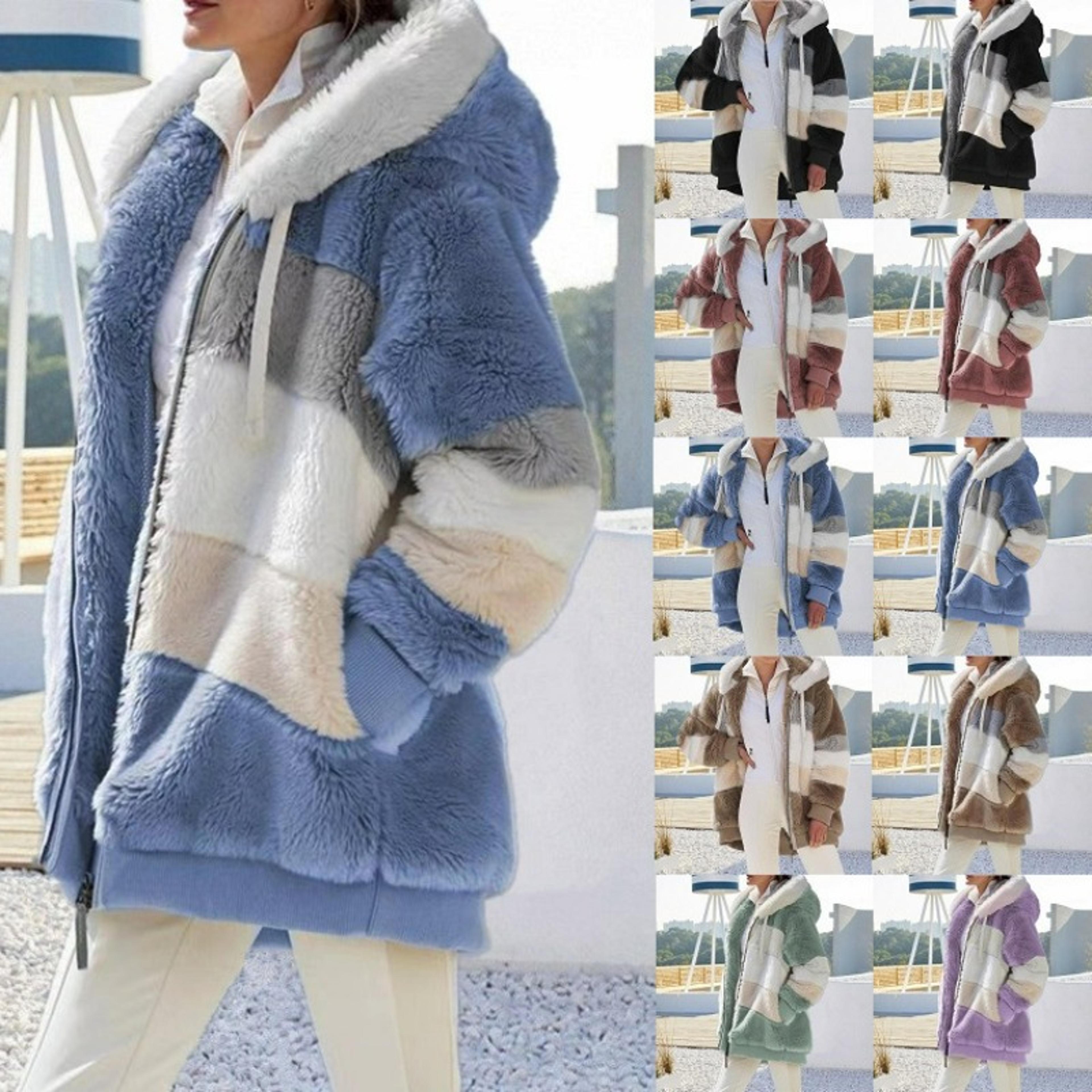 cozy oversized plush hooded jacket for women warm winter streetwear coat