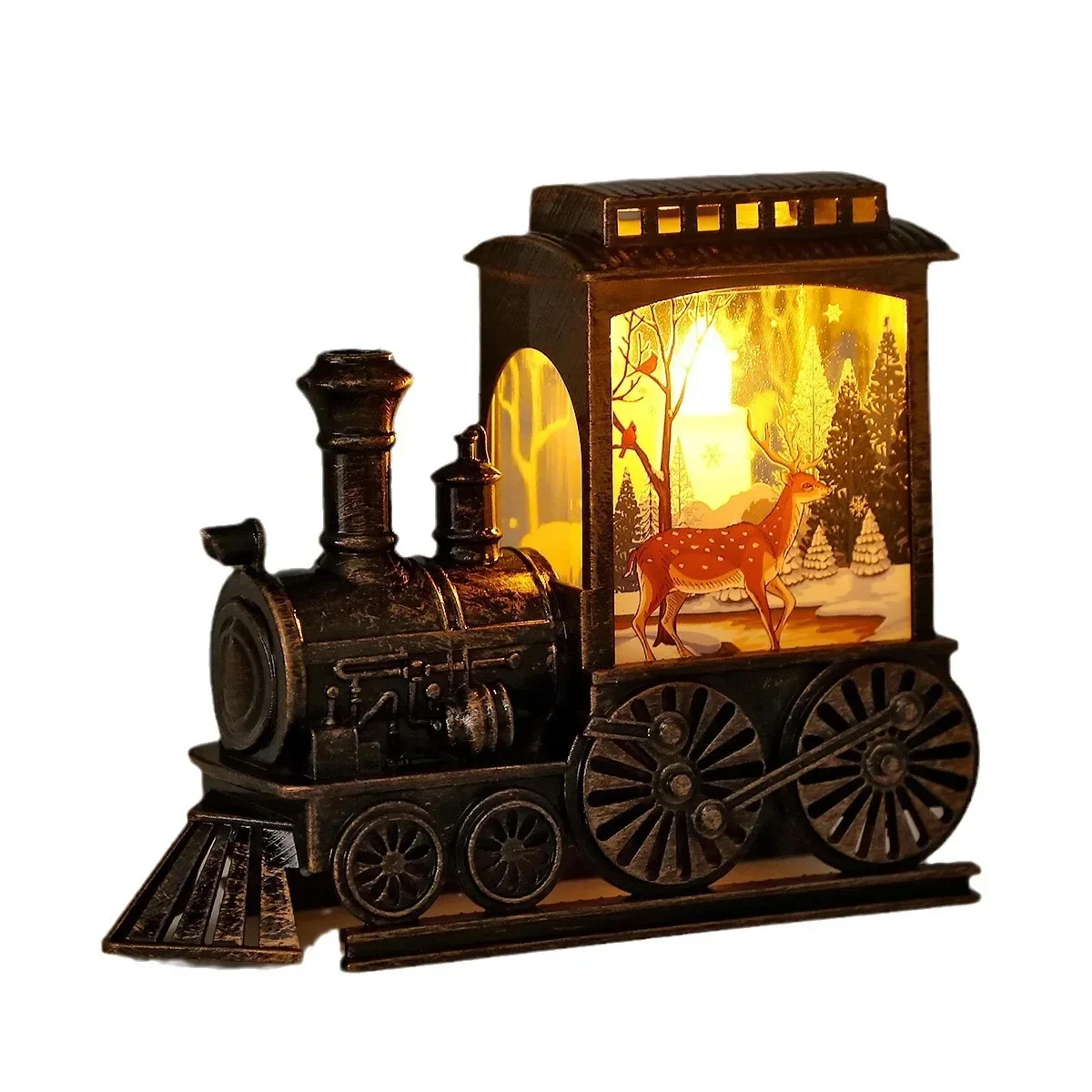 vintage train night light battery powered led christmas lantern decor