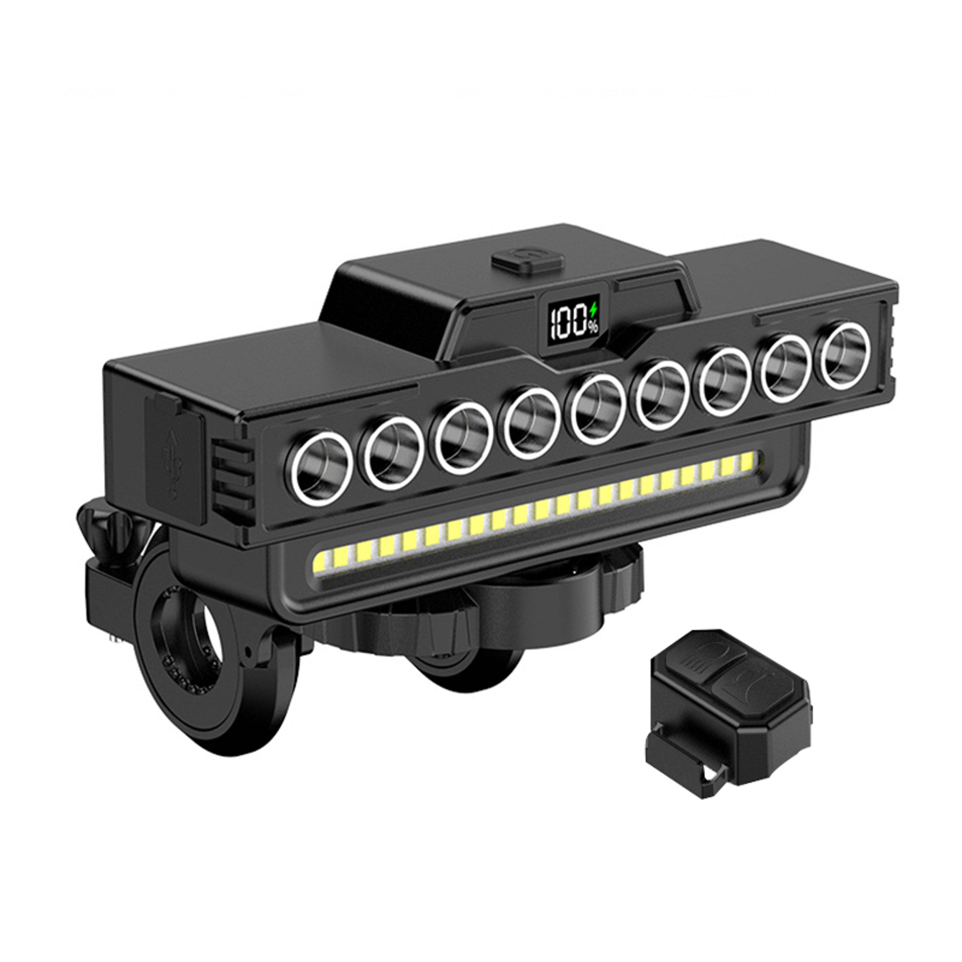 rechargeable bike headlight with horn usb c 7 mode digital display bicycle light