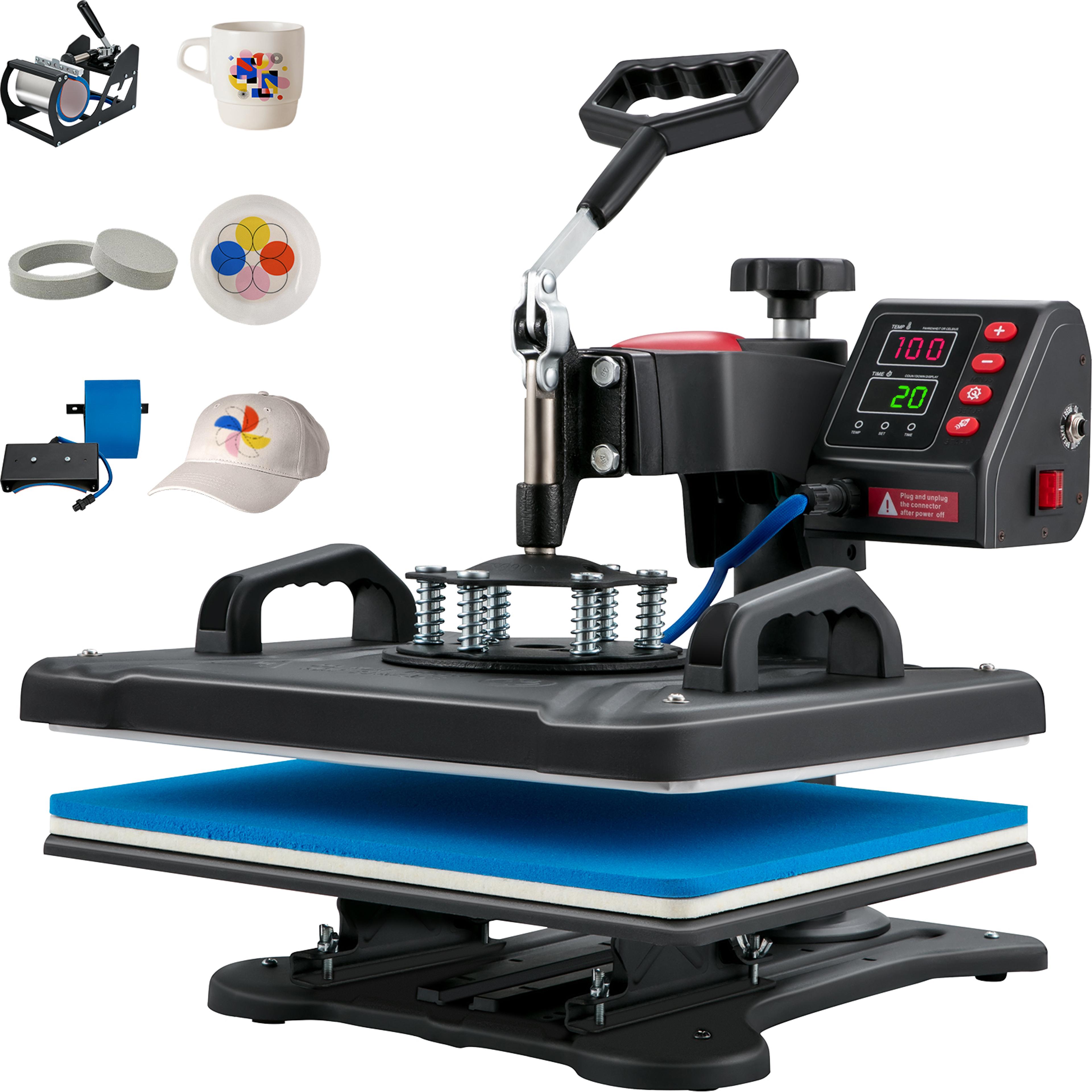 5 in 1 heat press machine 12x15 sublimation heat press for shirts mugs hats and plates