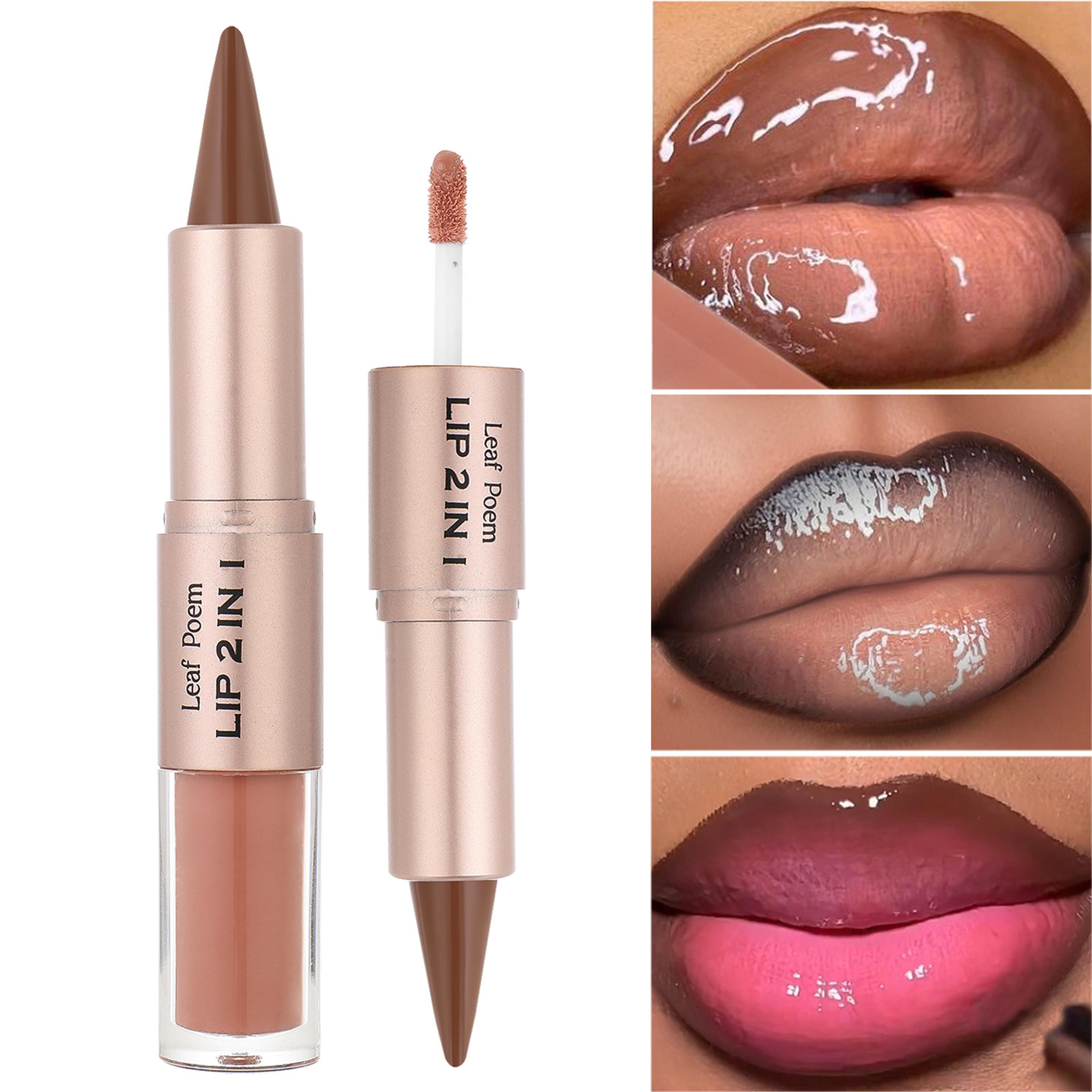 2 in 1 lip liner and gloss double ended matte lip color with non sticky shine