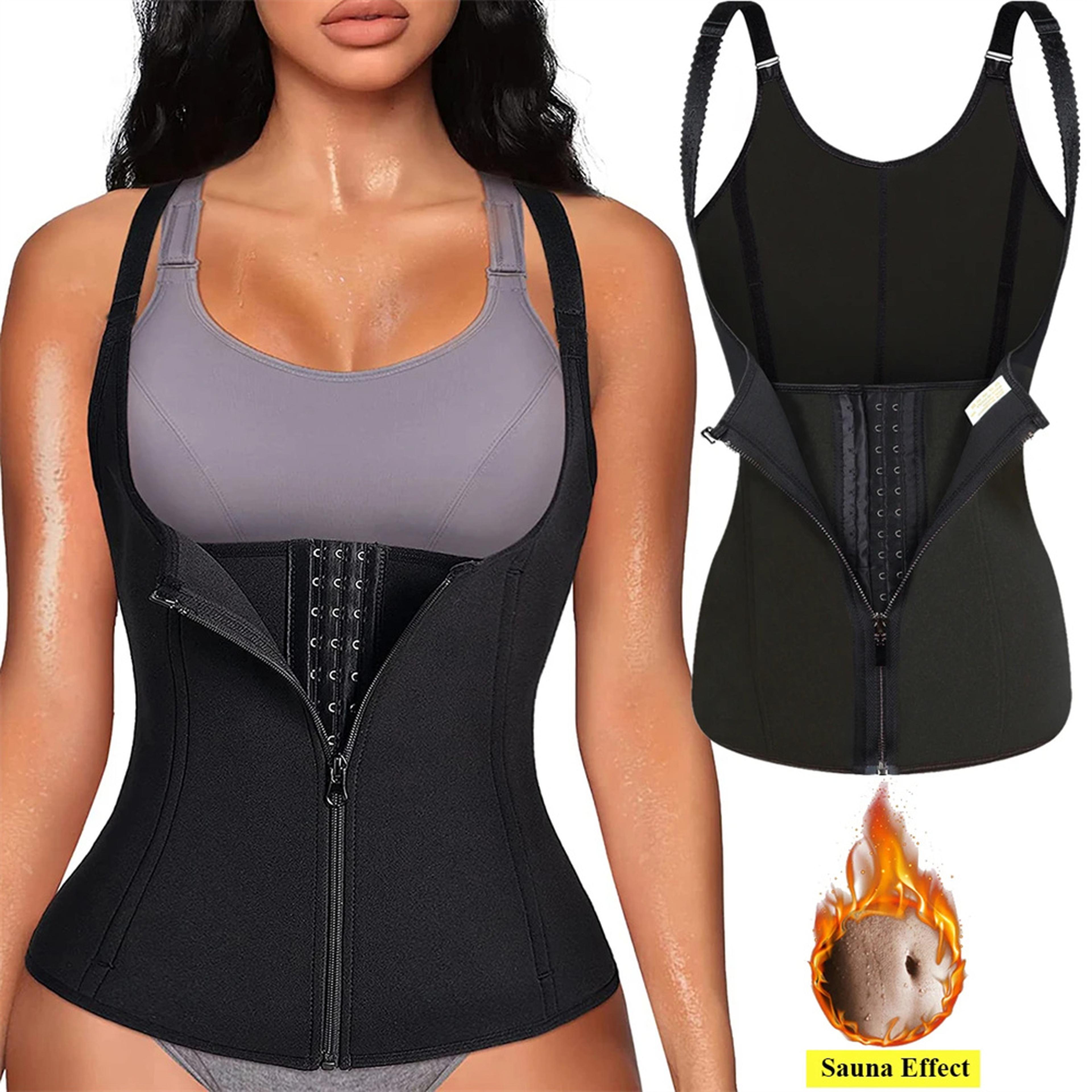 women waist trainer tank top zipper tummy control body shaper