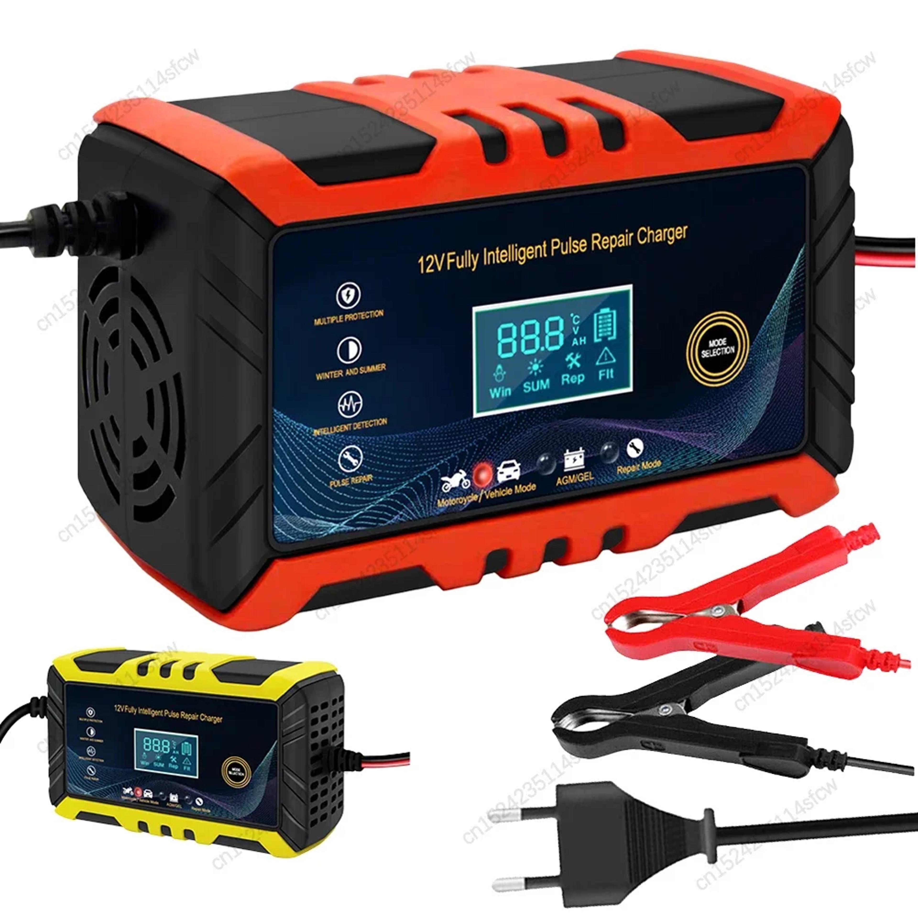12v 6a smart car battery charger pulse repair lcd lead acid battery maintainer