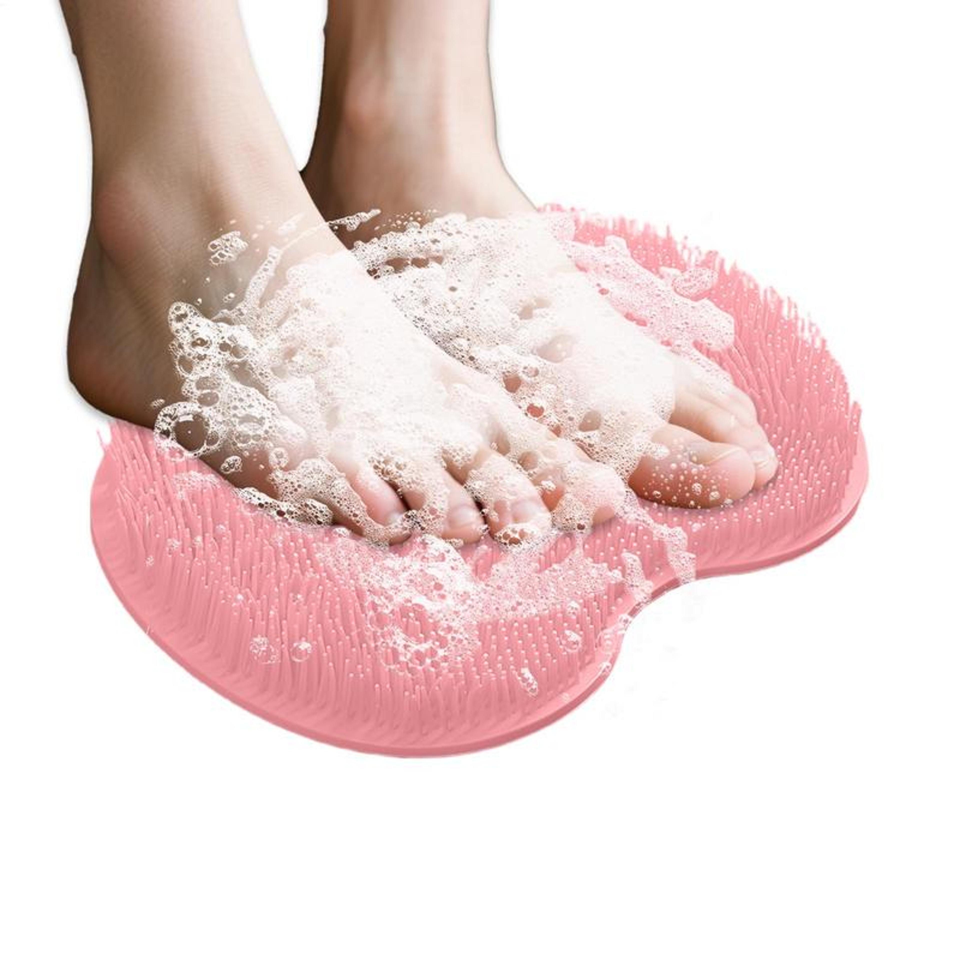 silicone shower foot scrubber mat with suction cups and back massage pad
