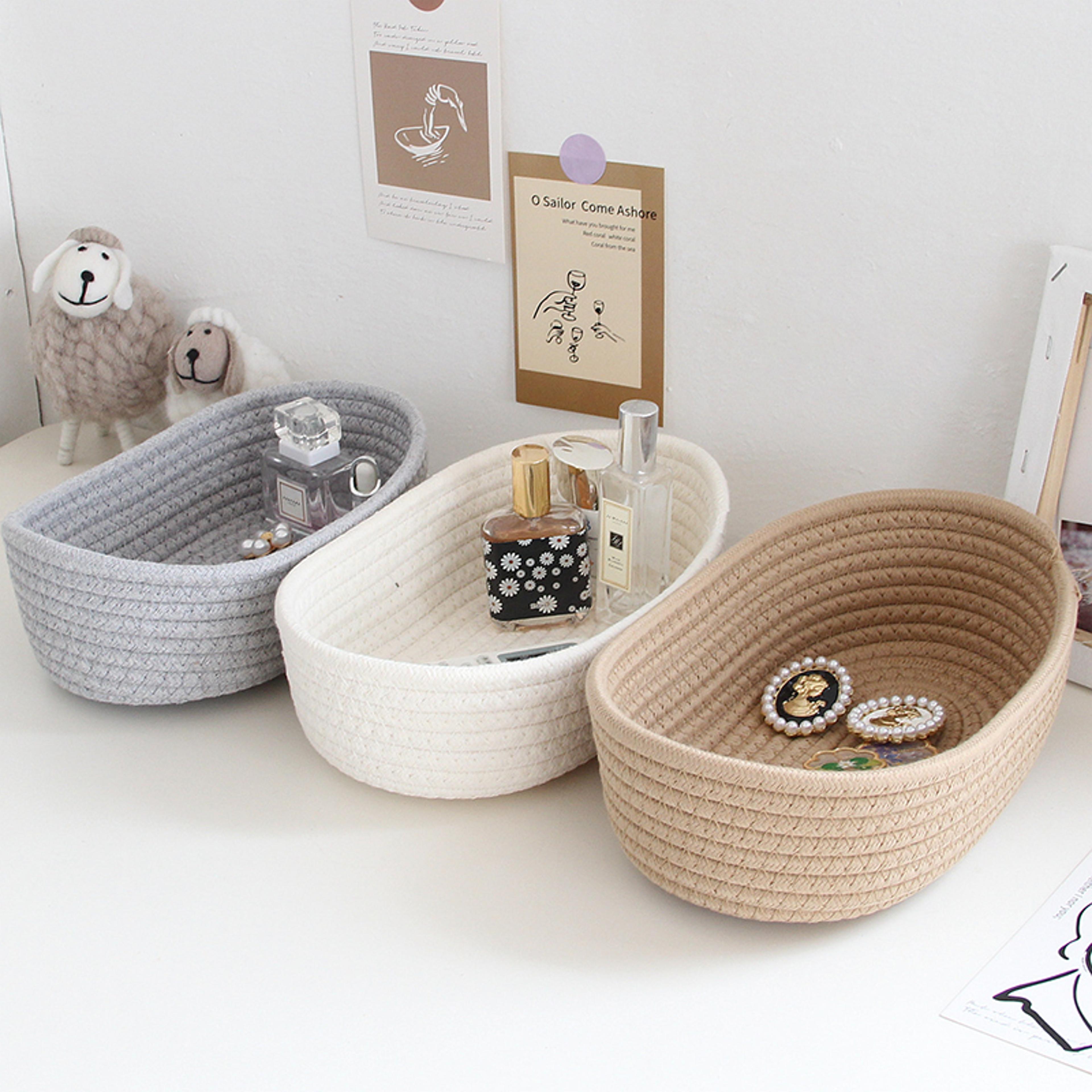 woven storage basket desktop organizer for cosmetics toys and stationery