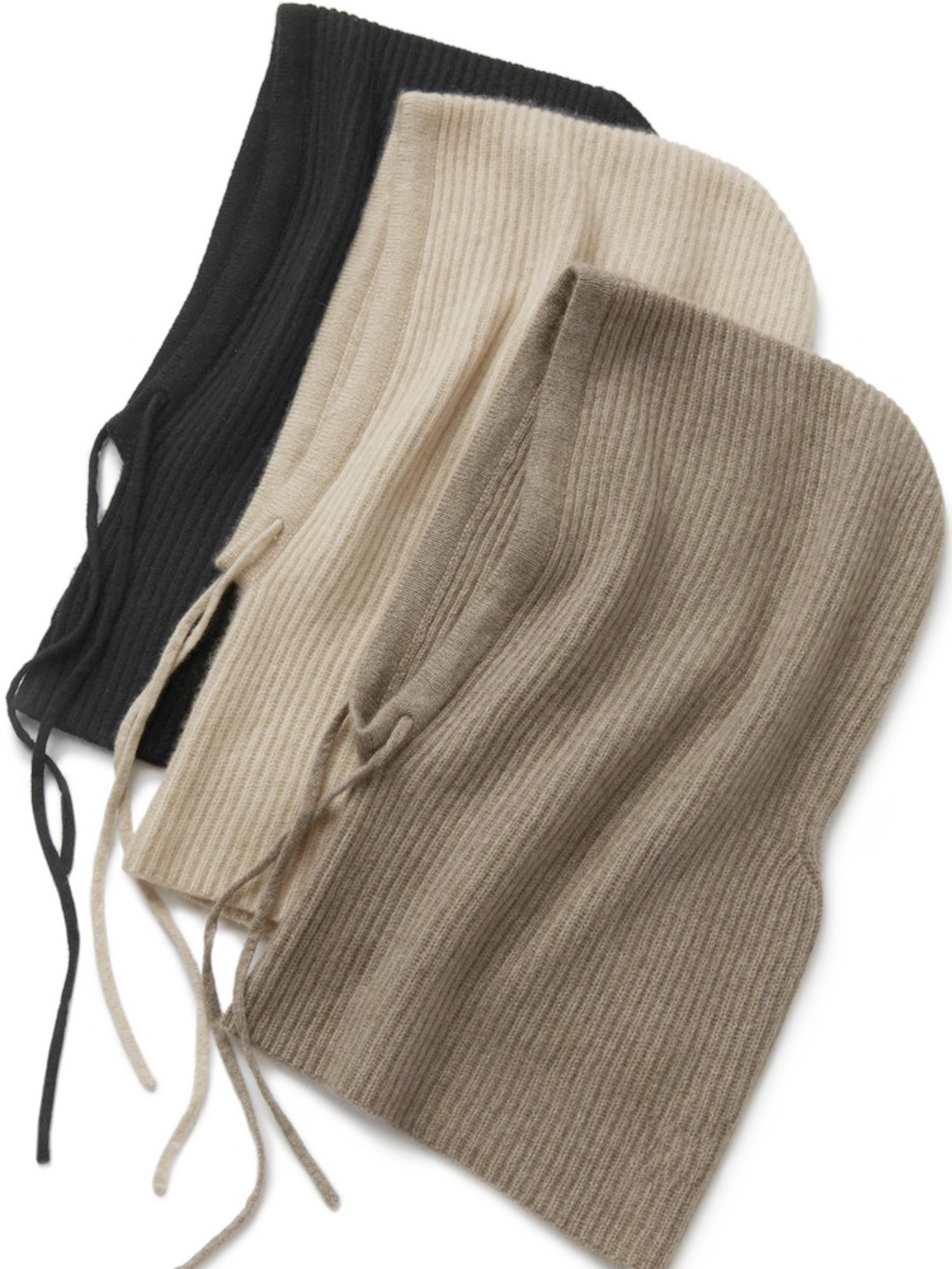 women 100% wool balaclava hood warm knit winter face neck warmer