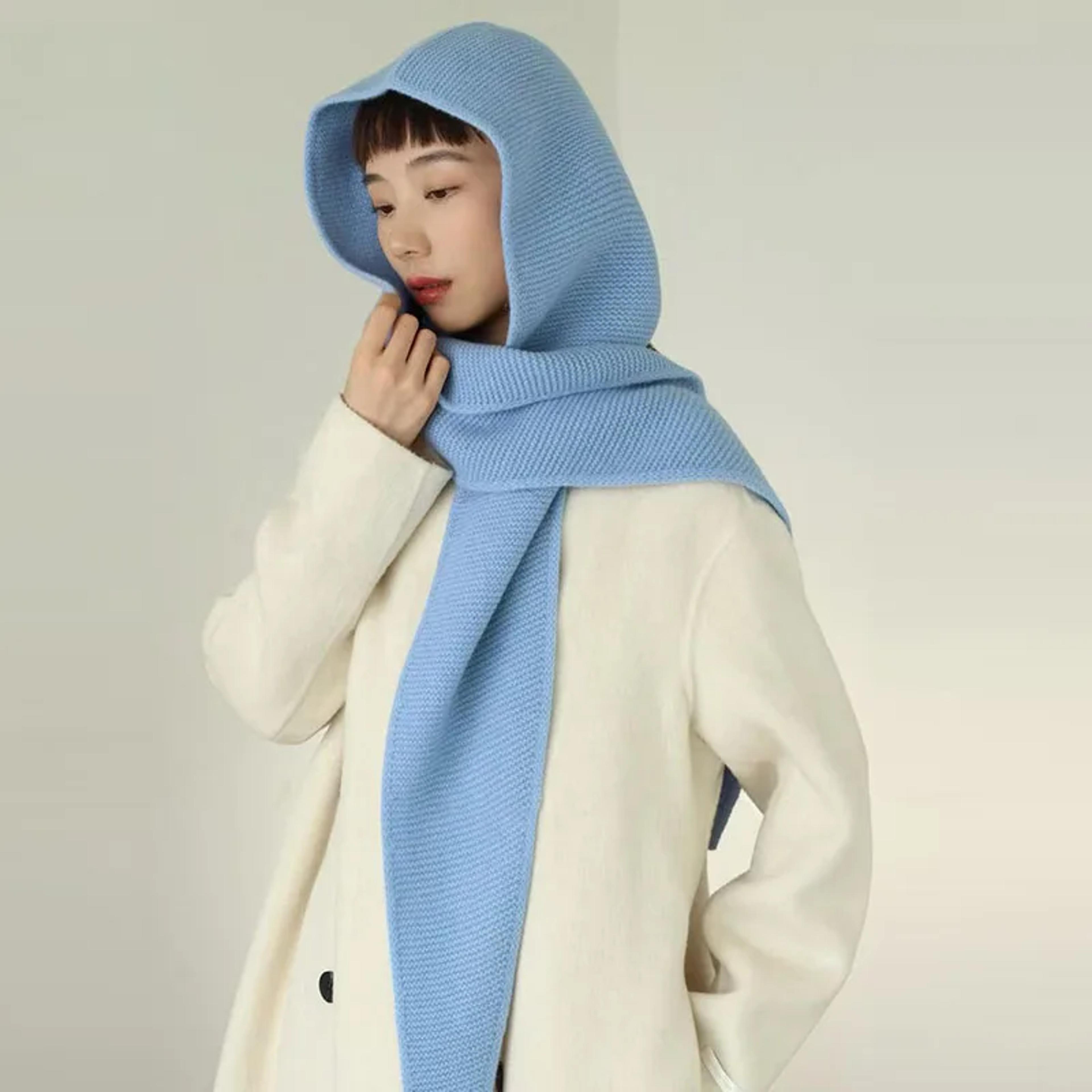 100% wool hood balaclava scarf oversized winter hat for women