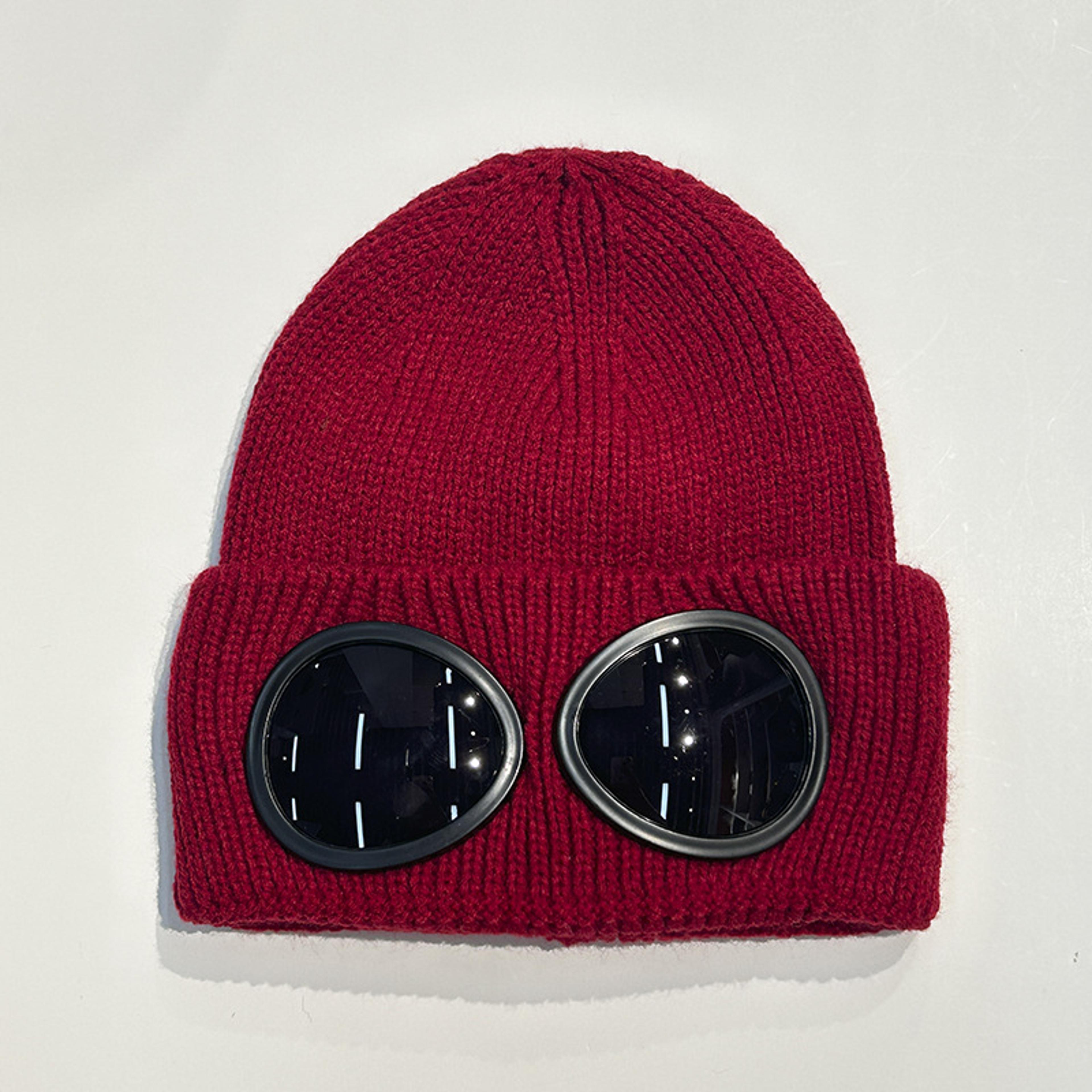 winter warm knitted beanie with glasses windproof unisex ear protection hat