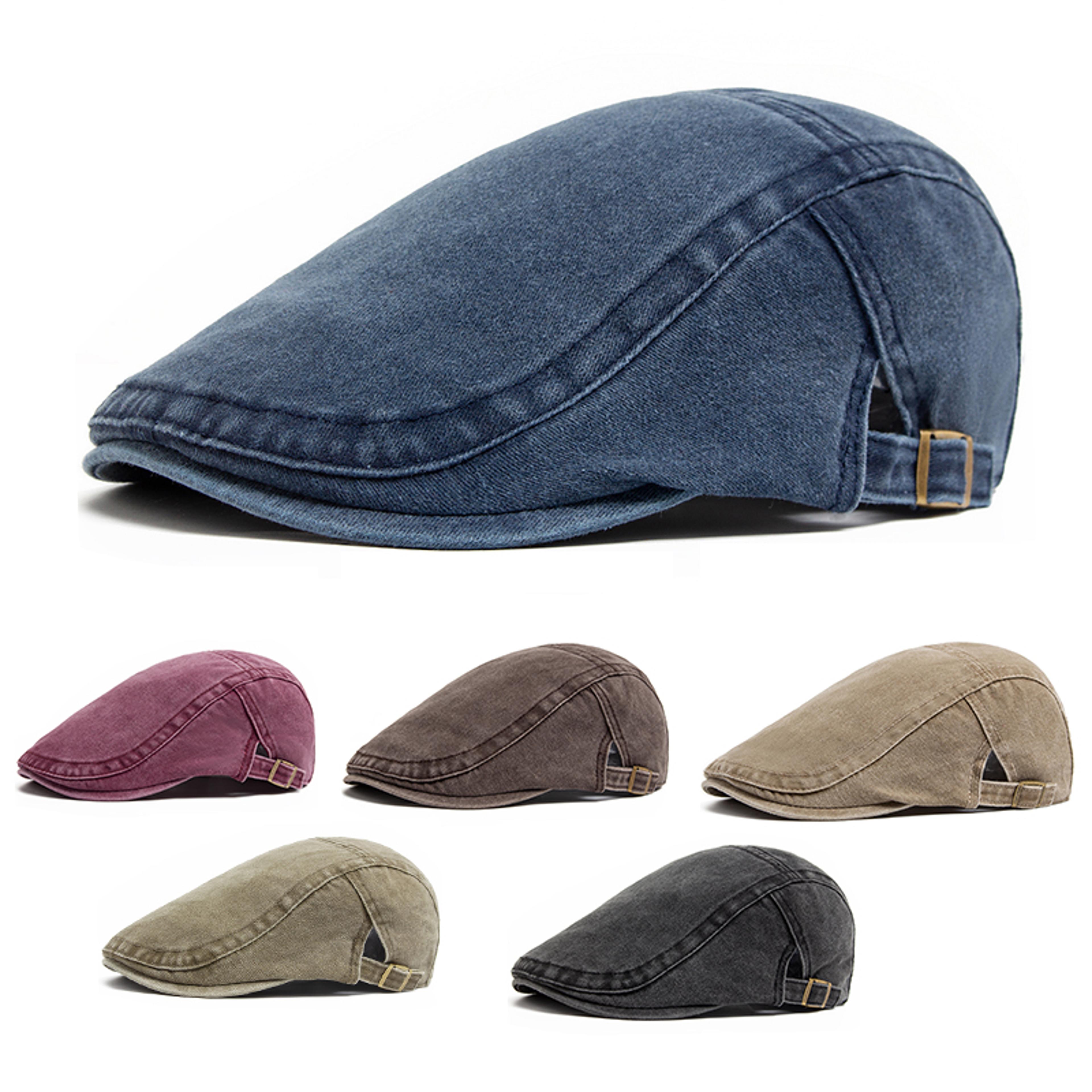 vintage cotton newsboy cap adjustable unisex flat cap for casual wear