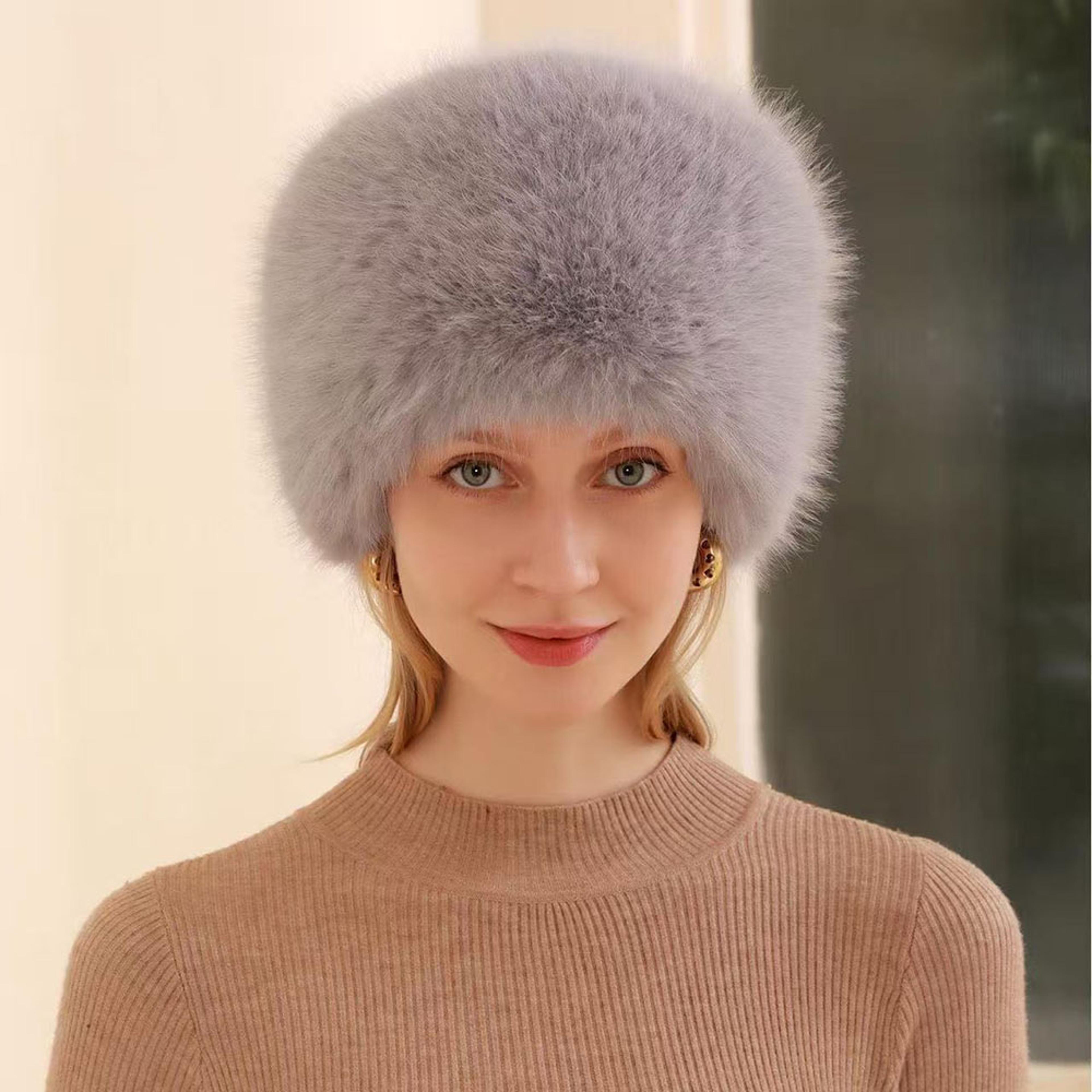 fluffy womens faux fur winter hat warm russian ski hat