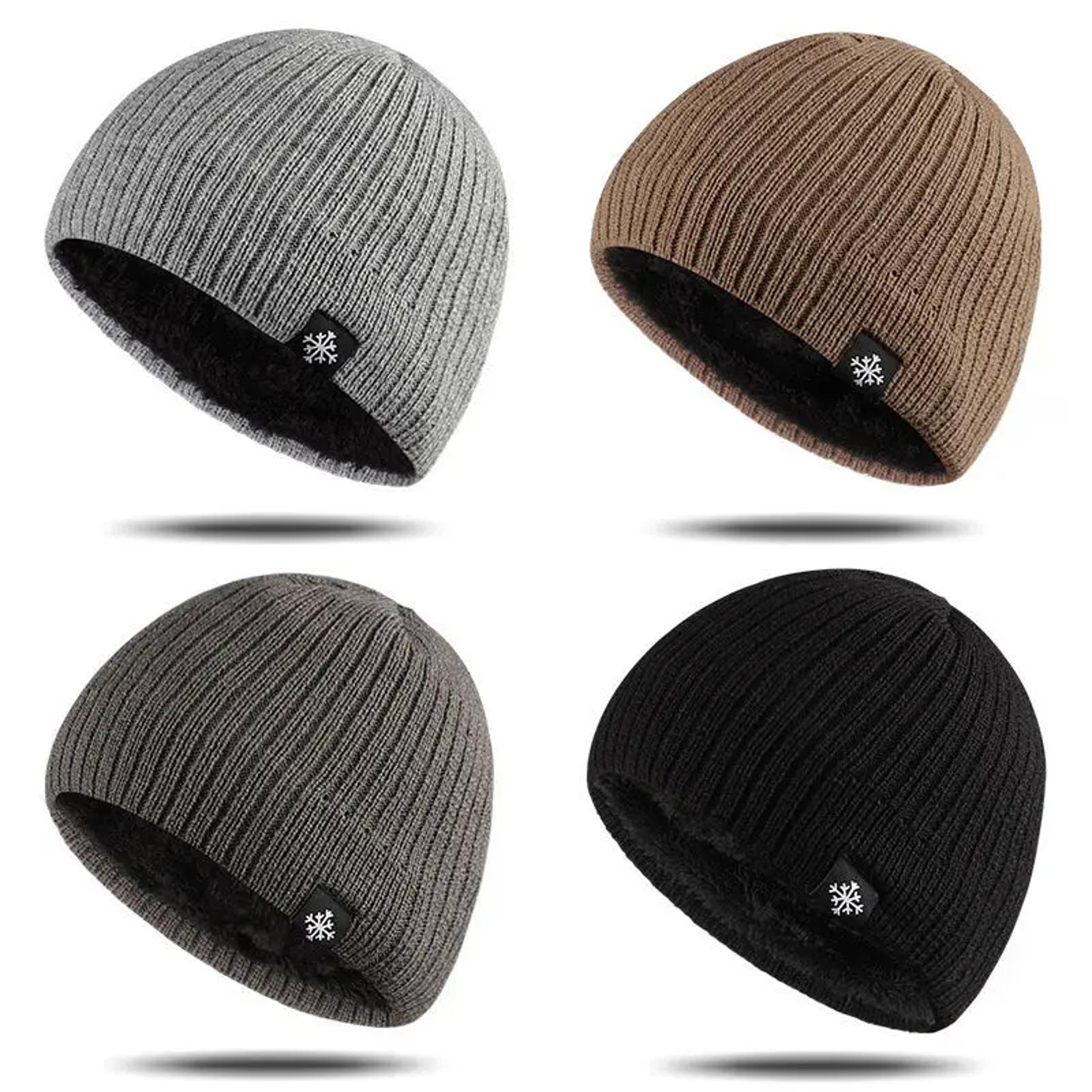warm wool blend winter beanie unisex thick knit windproof hat