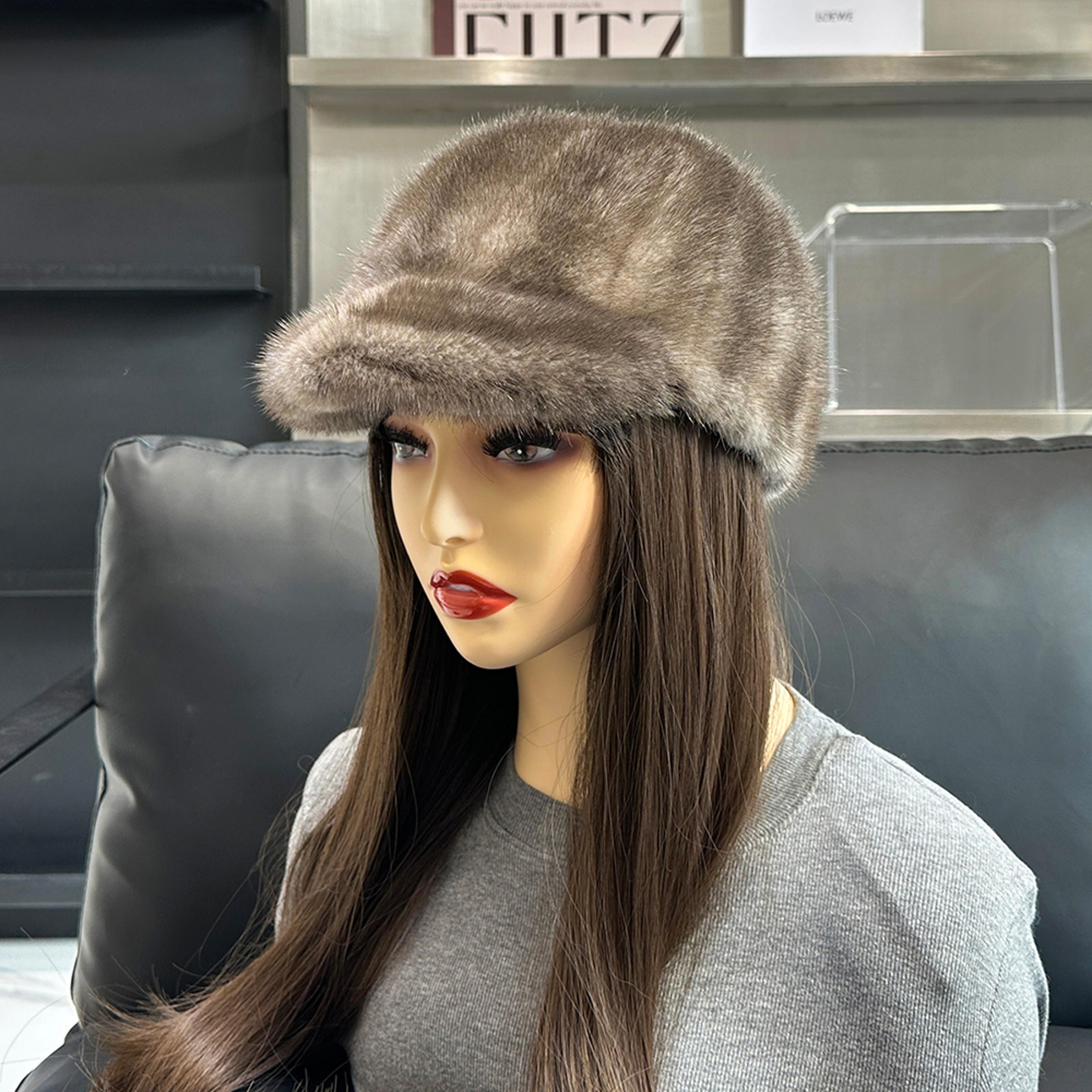 women genuine mink fur hat warm luxury winter outdoor cap