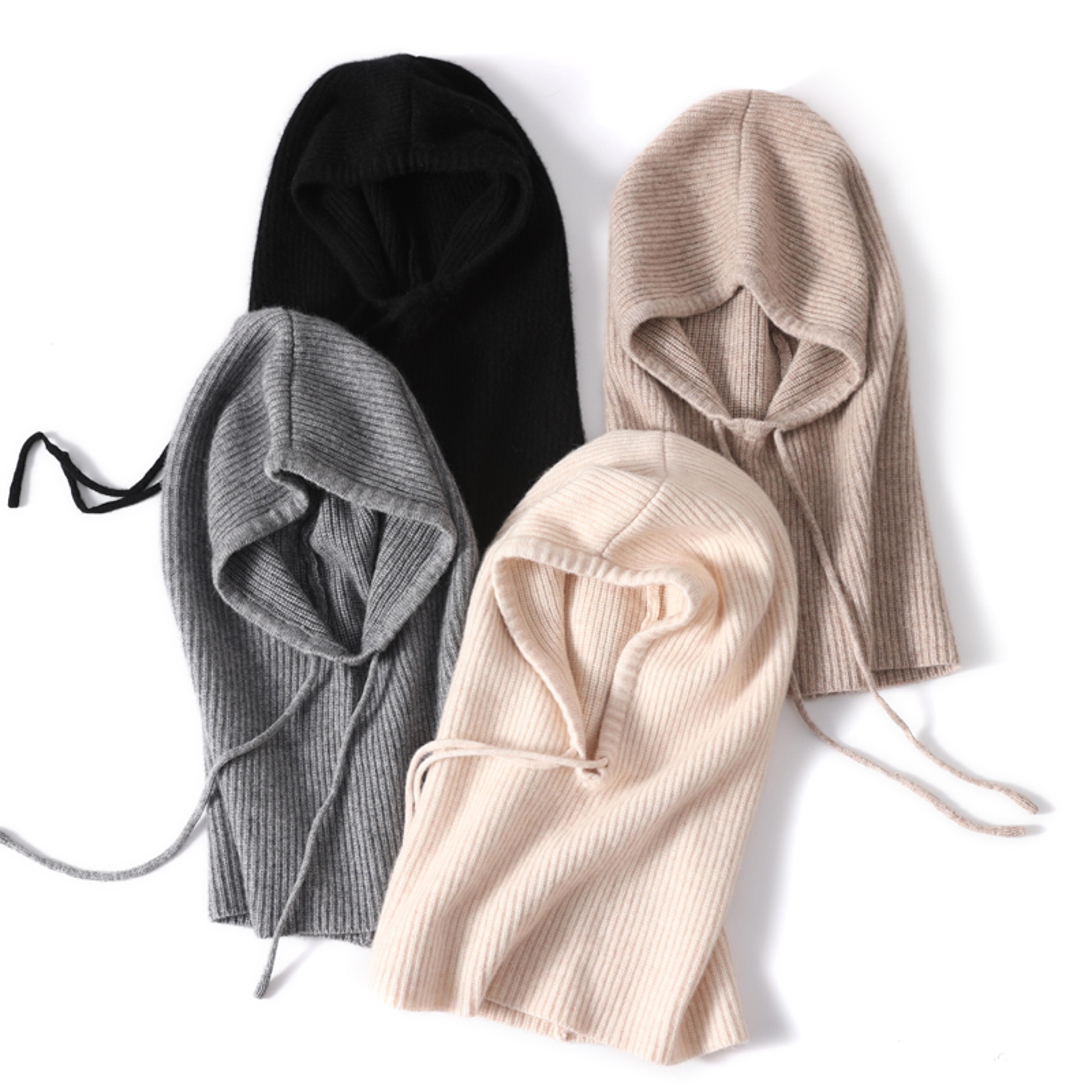100% wool balaclava warm knitted hood face and neck warmer