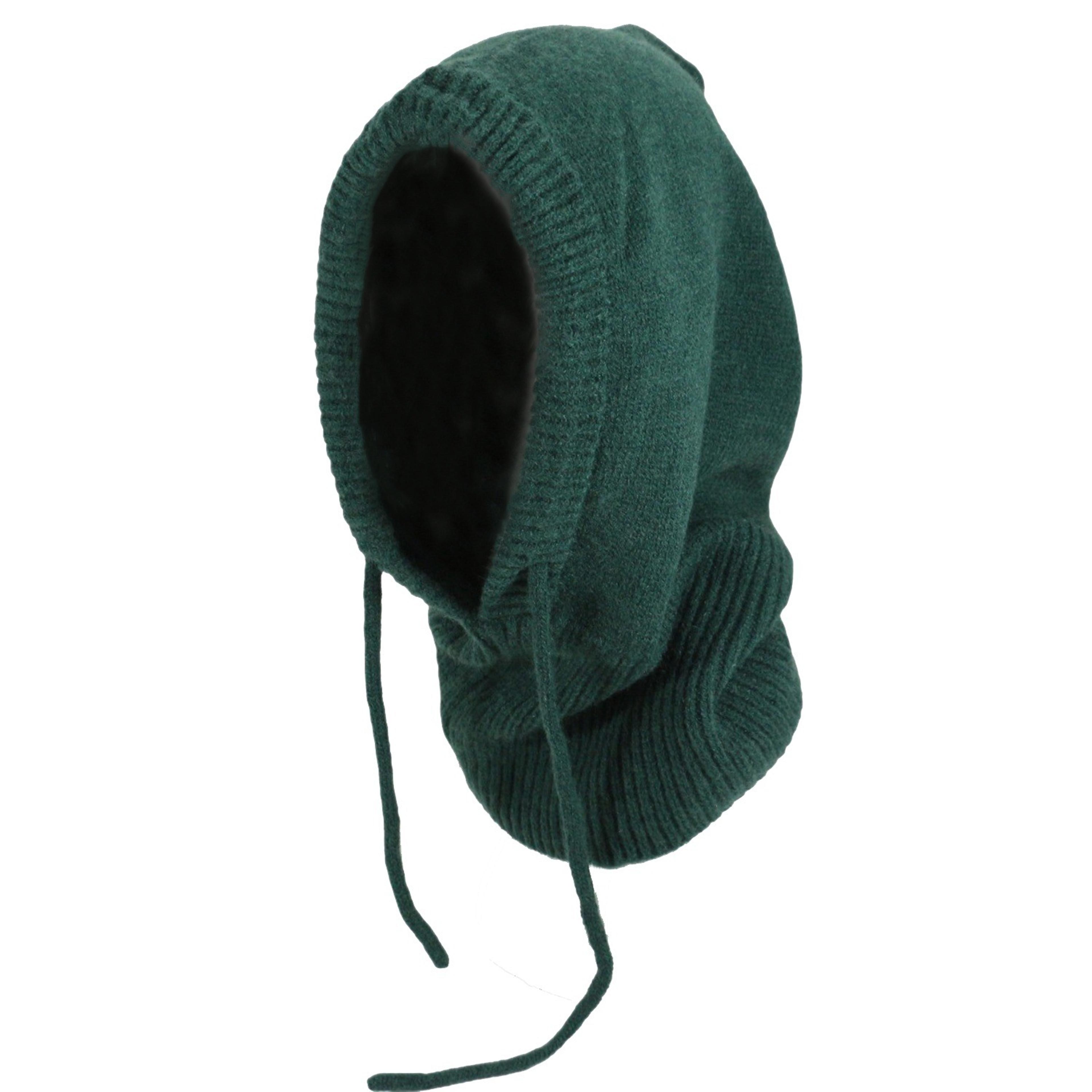 women knitted balaclava hood winter neck warmer drawstring beanie